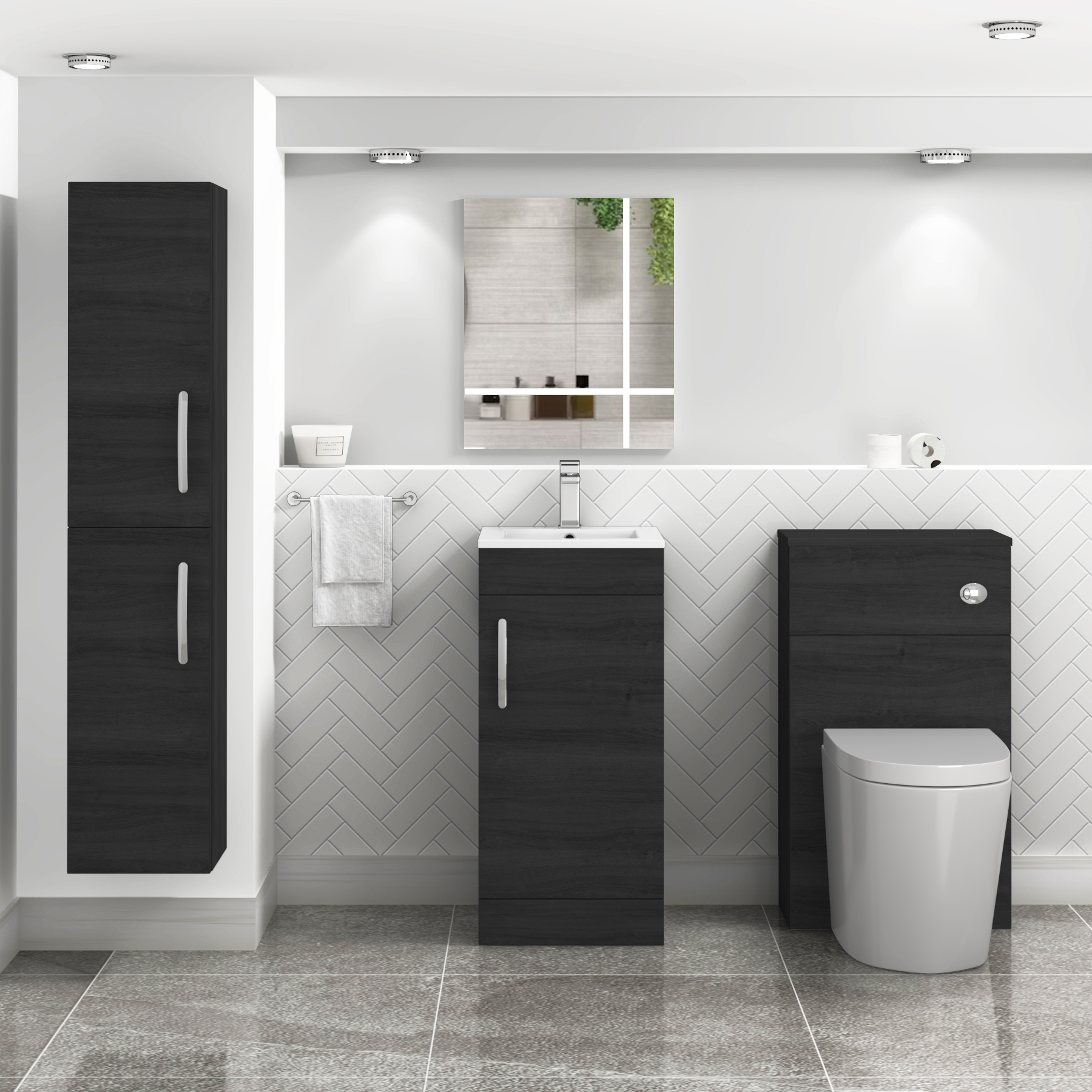 Turin 400mm Floor Standing Cloakroom Vanity Unit 1 Door with Basin Sink - Multiple Colors & Handles