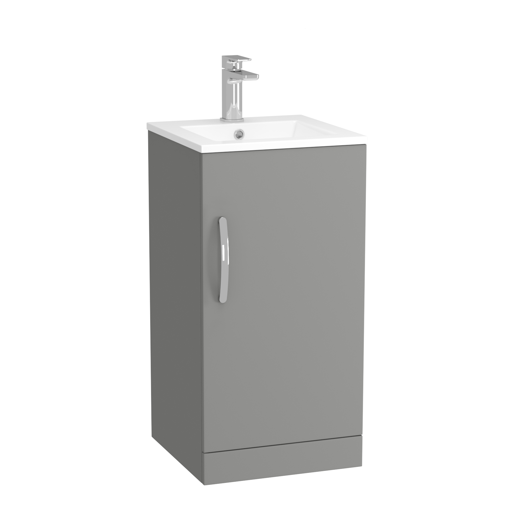 Turin 400mm Floor Standing Vanity Unit Indigo Grey Gloss - 1 Door Basin Unit