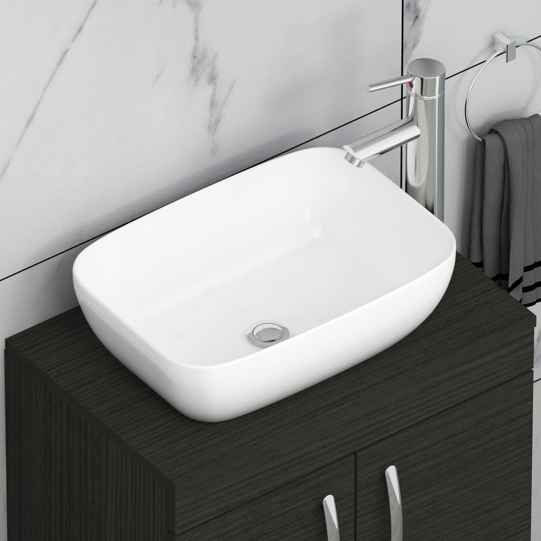 500/600/800mm Hale Black 2 Drawer Free Standing Bathroom Vanity Unit