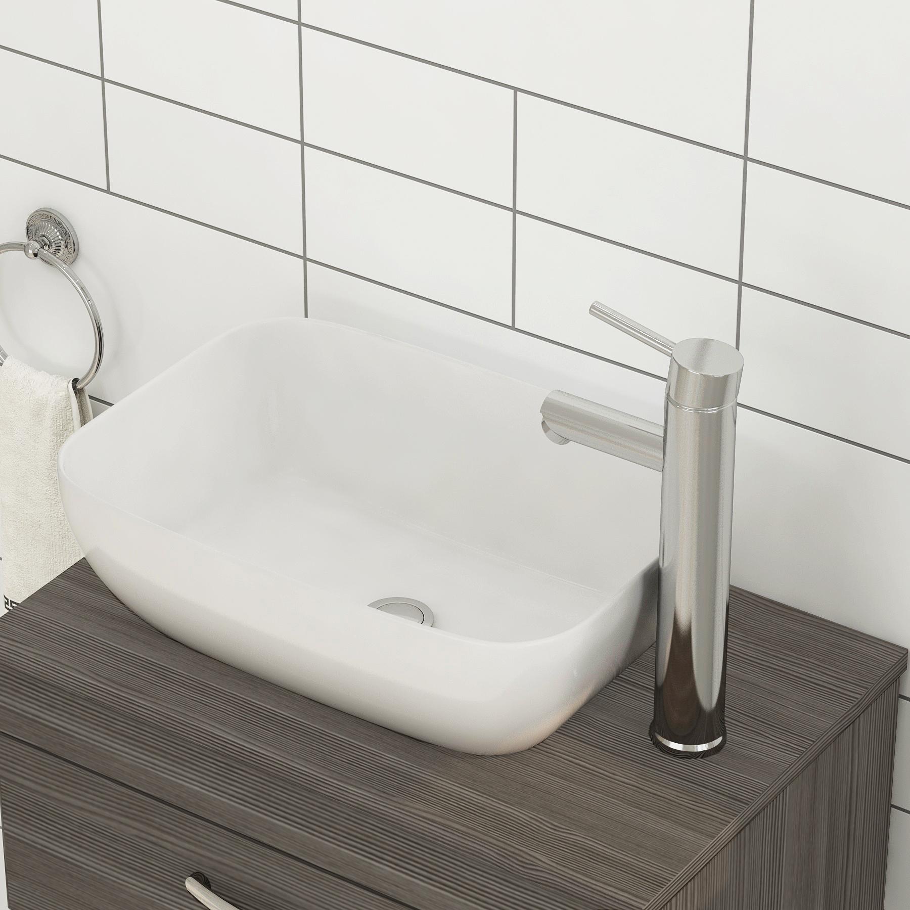 600mm Grey Elm 2 Drawer Free Standing Bathroom Vanity Unit with Basin ...