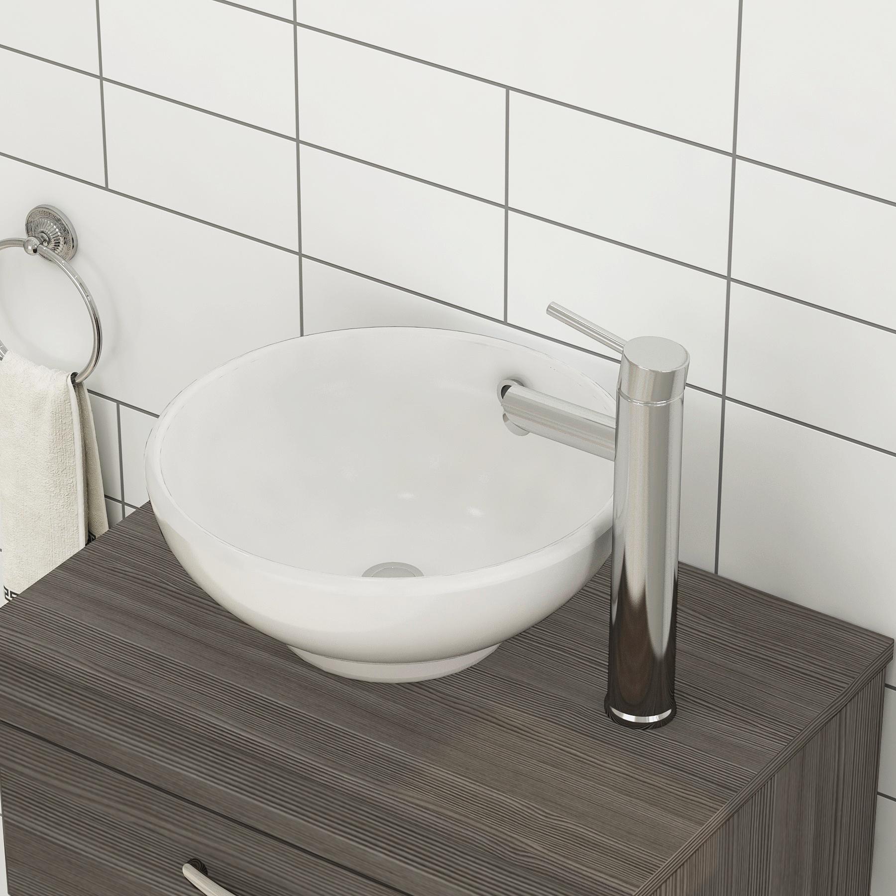 500/600/800mm Wall Hung Vanity Unit 2-Drawer Grey Elm & Breeze Countertop Basin - Various Sizes