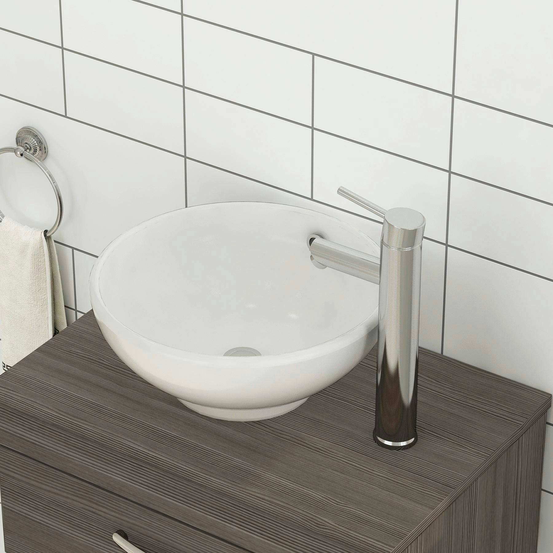 Turin 800mm Floor Standing Vanity Unit 2 Door Grey Elm & Countertop