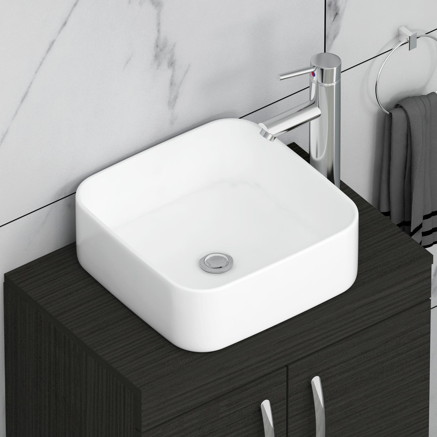 500 / 600mm Hale Black 2 Door Free Standing Bathroom Vanity Unit with Sink & Elena Countertop