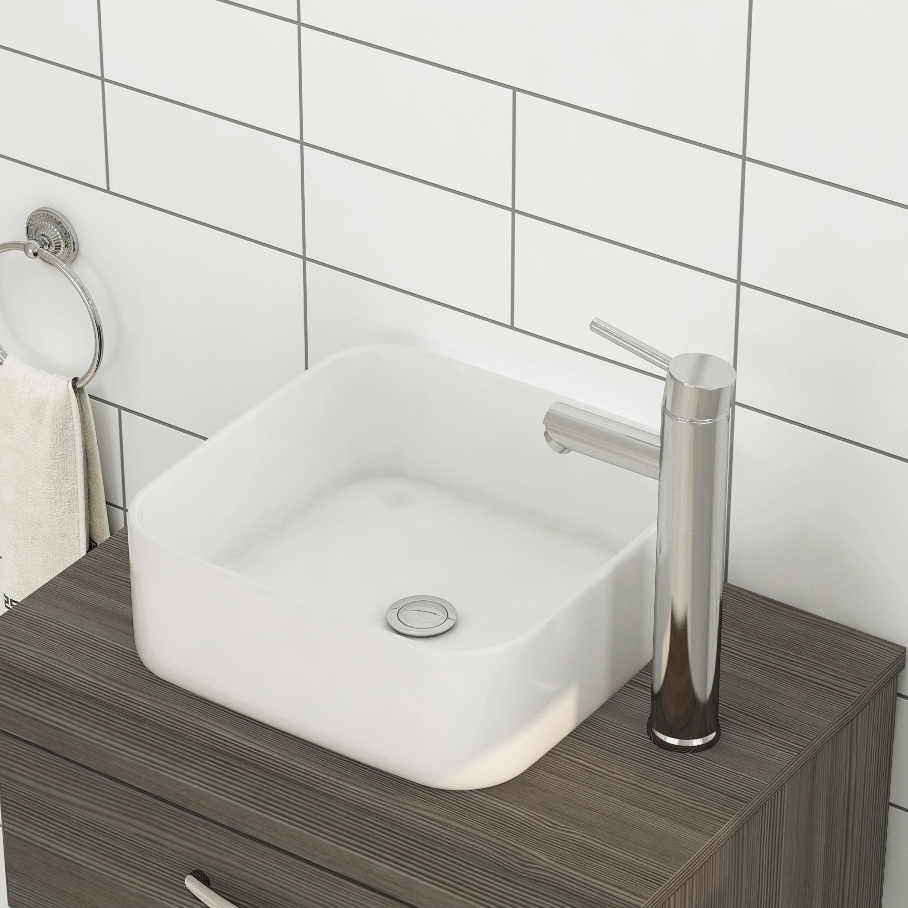 500/600/800mm Wall Hung Vanity Unit 2-Drawer Grey Elm & Elena Countertop Basin - Various Sizes