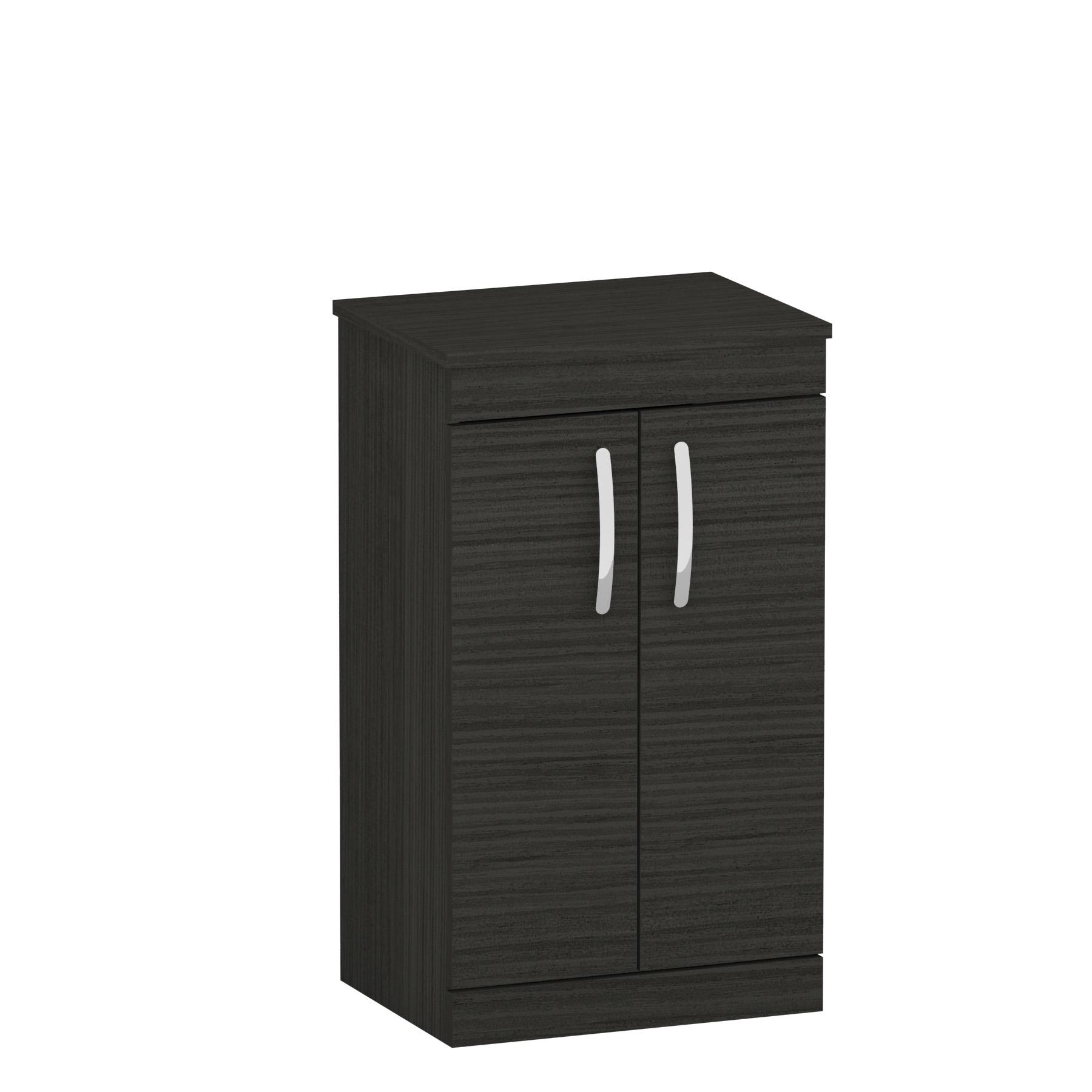 Turin 500mm Hale Black Floor Standing Worktop Vanity Unit - 2 Doors 