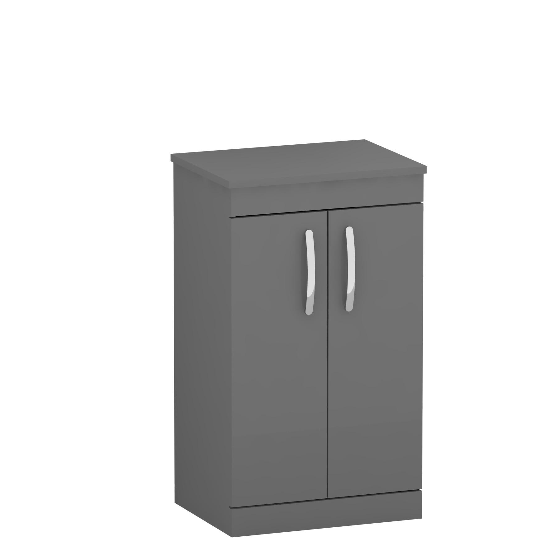 Turin 500mm Indigo Grey Gloss Floor Standing Worktop Vanity Unit - 2 Doors 