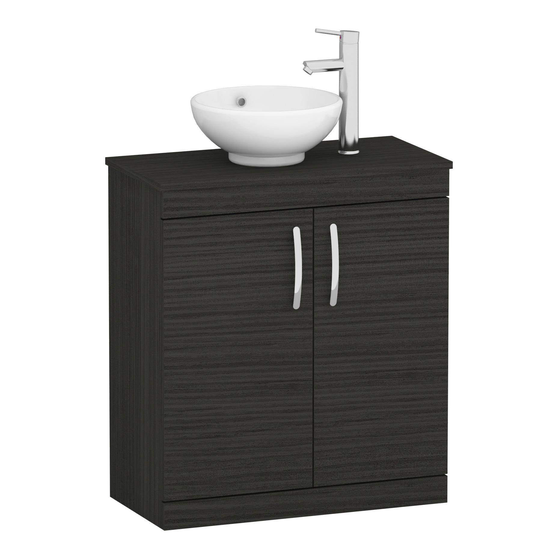 Turin 800mm Floor Standing Vanity Unit 2 Door Hale Black & Countertop Basin - Breeze