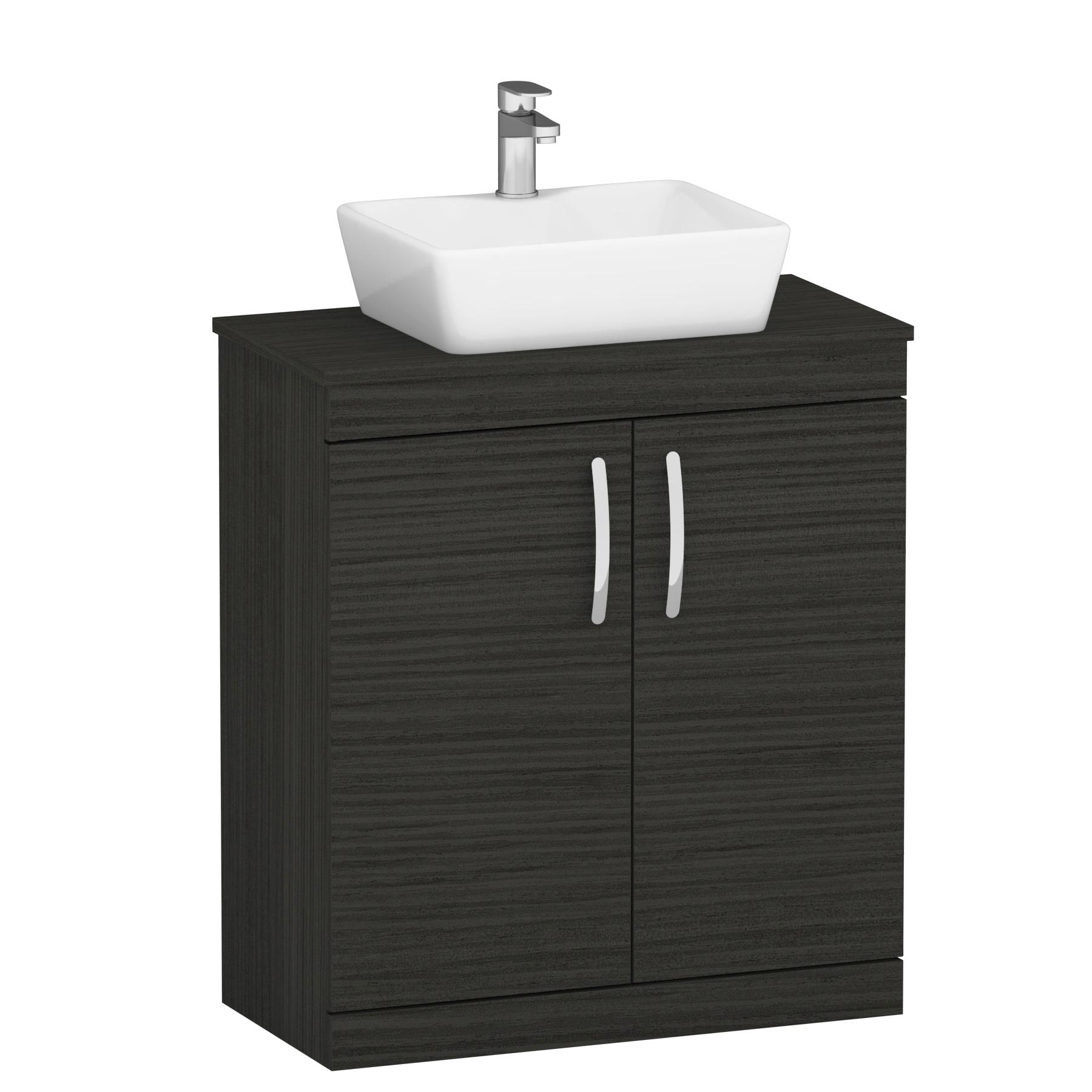 Turin 800mm Floor Standing Vanity Unit 2 Door Hale Black & Countertop Basin - Cube