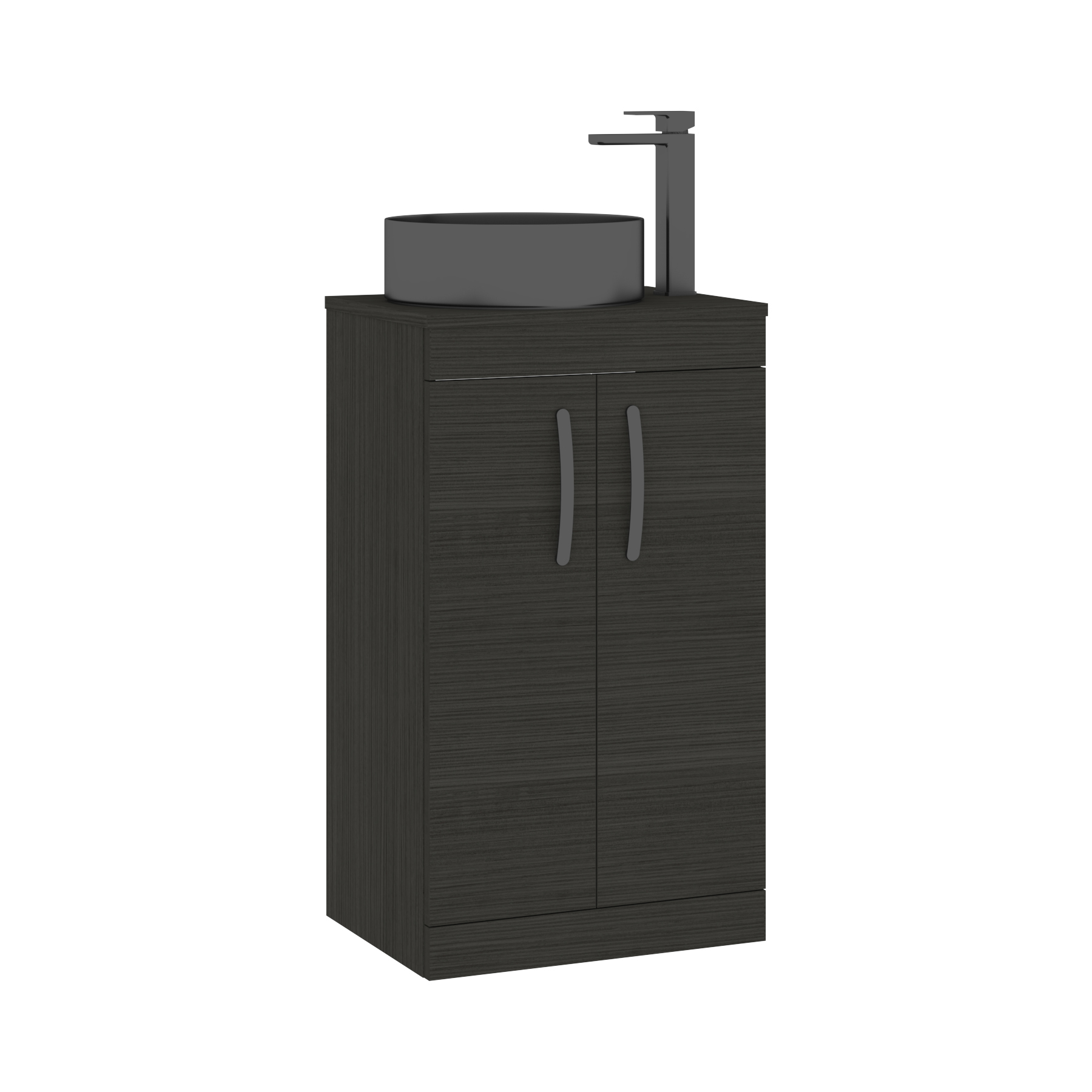 500mm Hale Black 2 Door Free Standing Bathroom Vanity Unit with Sink & Art Round Countertop Basin