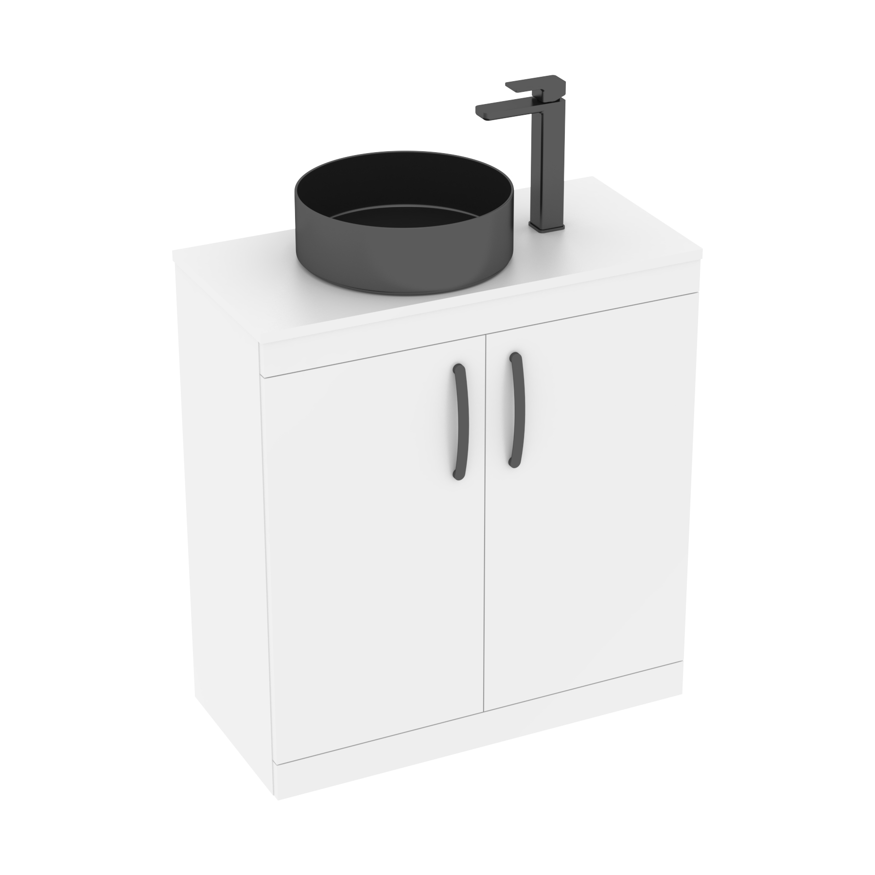 Turin 800mm Floor Standing Vanity Unit 2 Door Gloss White & Countertop Basin - Art Round 