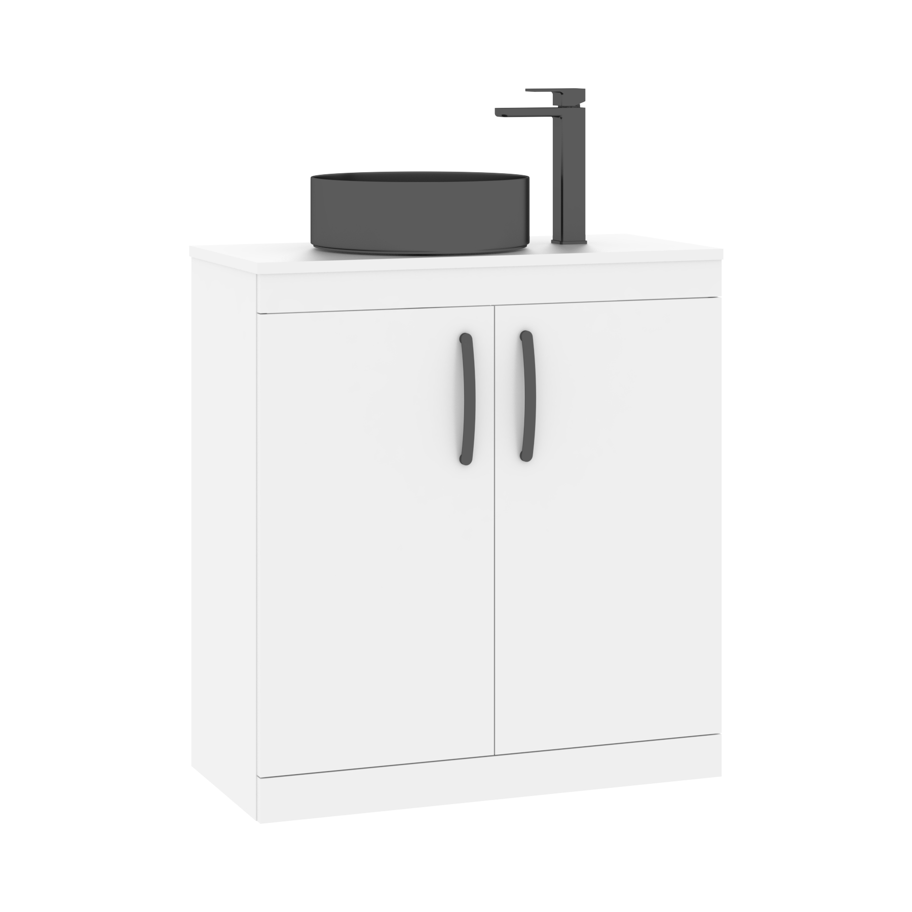 Turin 800mm Floor Standing Vanity Unit 2 Door Gloss White & Countertop Basin - Art Round 