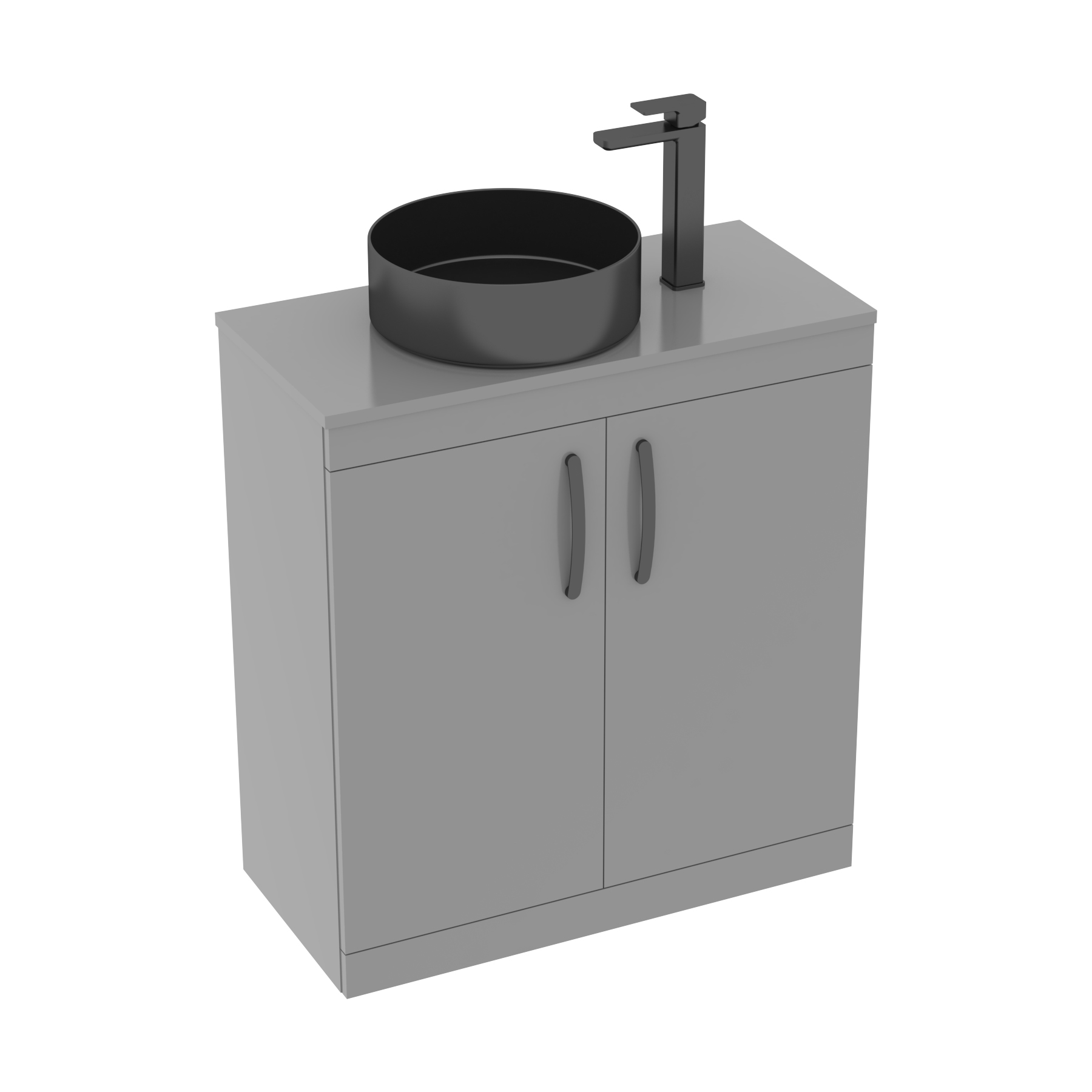 Turin 800mm Floor Standing Vanity Unit 2 Door Indigo Grey Gloss & Countertop Basin - Art Round 