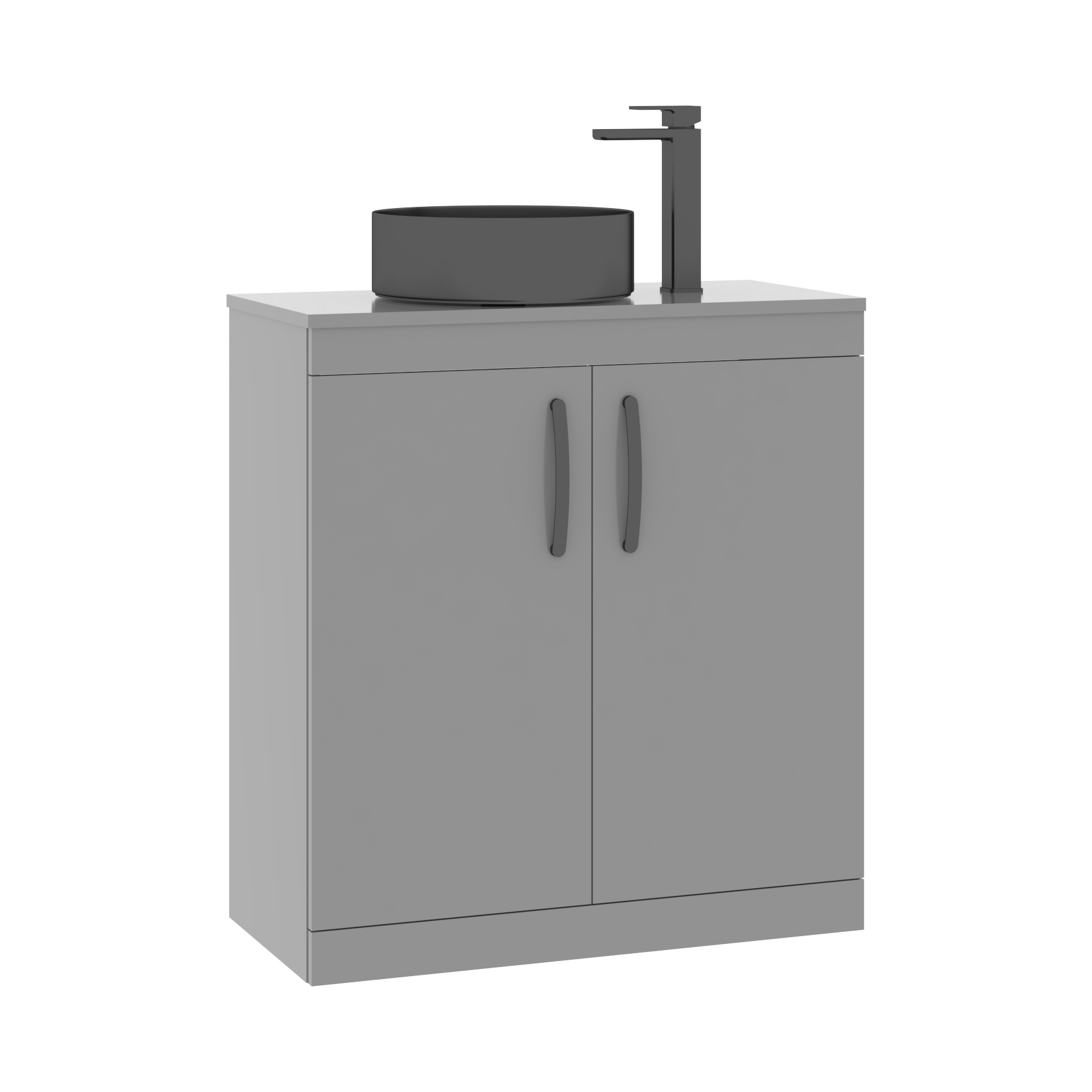 Turin 800mm Floor Standing Vanity Unit 2 Door Indigo Grey Gloss & Countertop Basin - Art Round 