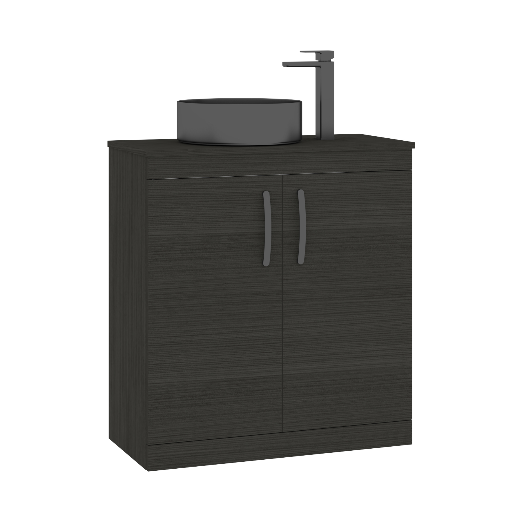 Turin 800mm Floor Standing Vanity Unit 2 Door Hale Black & Countertop Basin - Art Round 