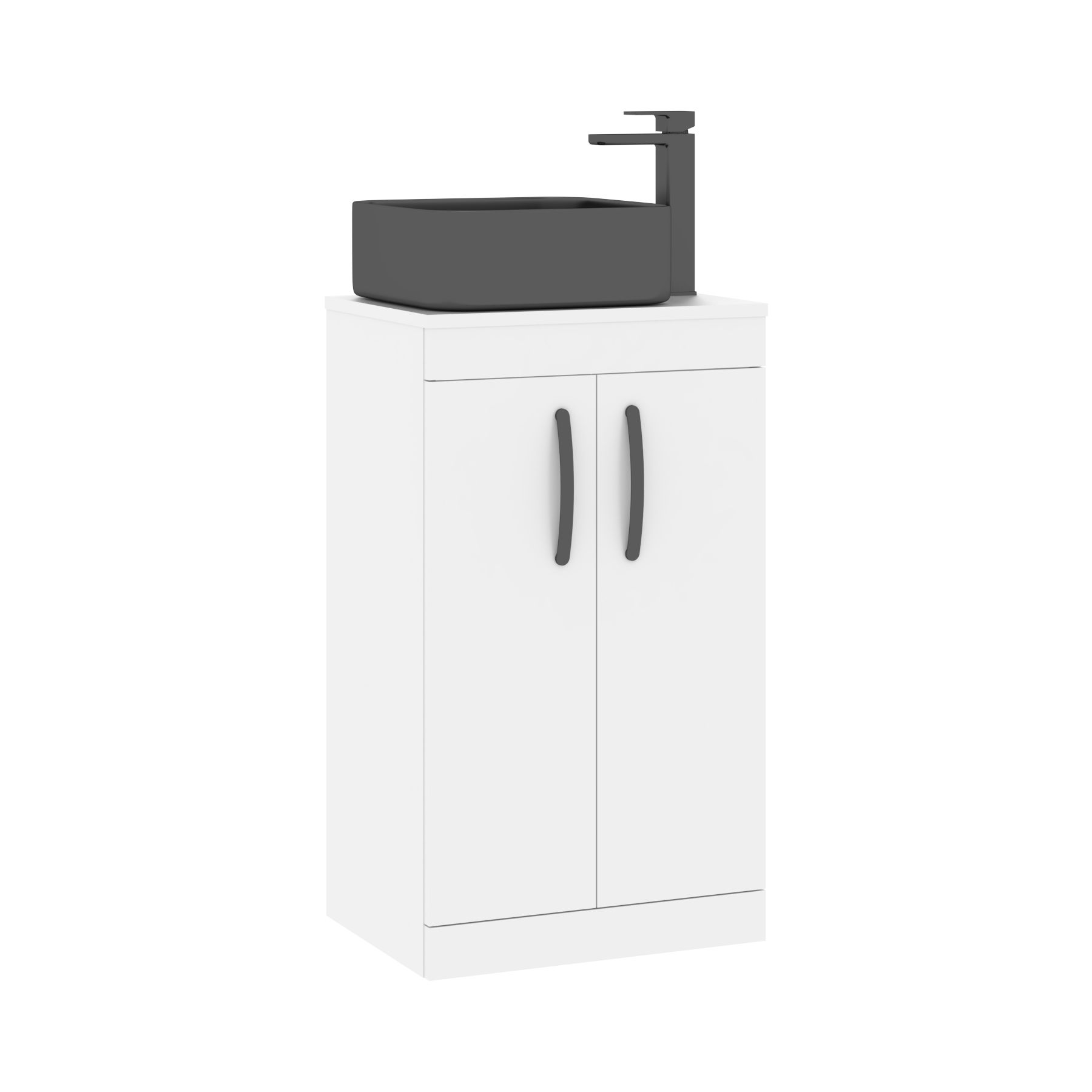 500mm Floor Standing Vanity Unit 2 Door Gloss White & Countertop Basin - Art Square 