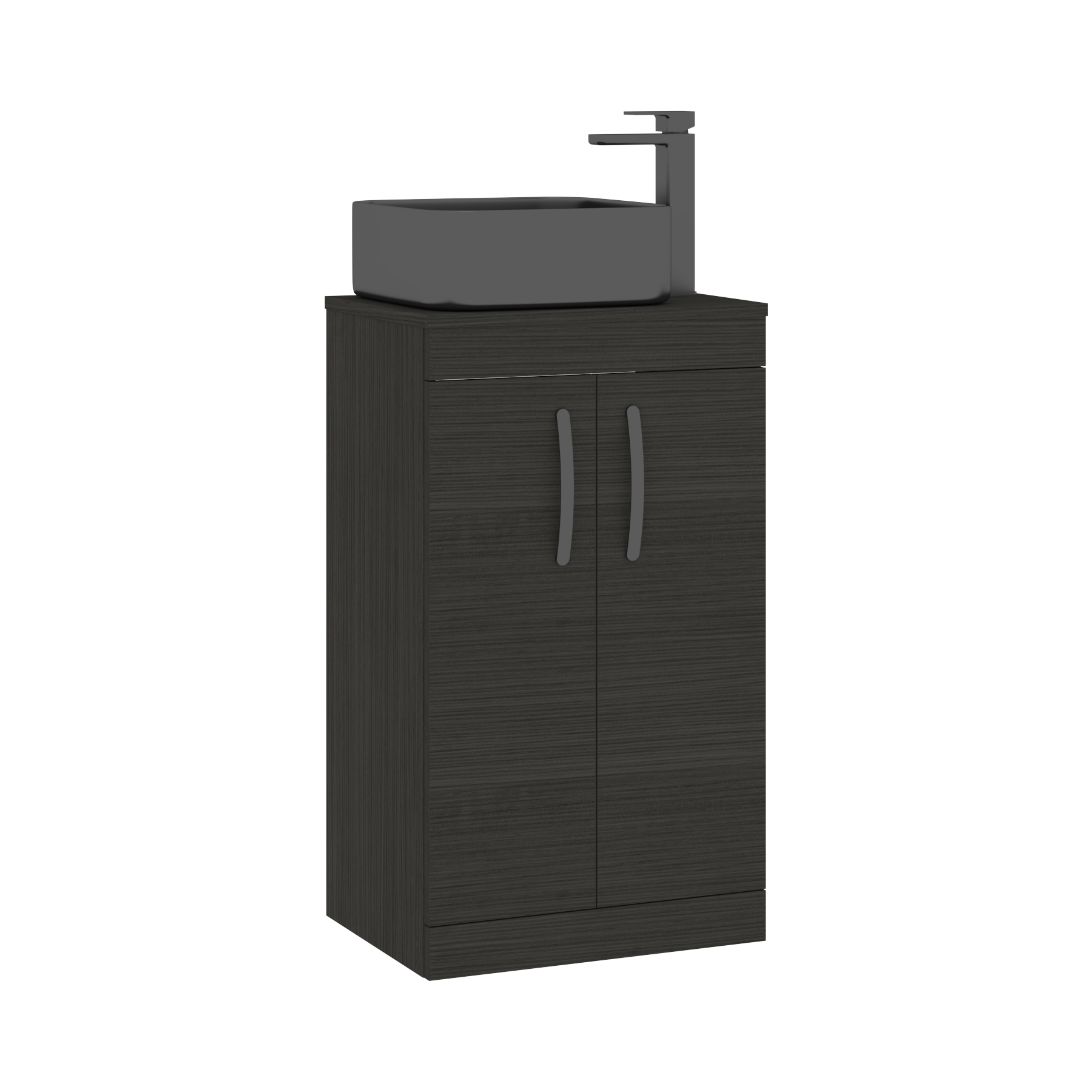 500mm Hale Black 2 Door Free Standing Bathroom Vanity Unit with Sink & Art Square Countertop Basin