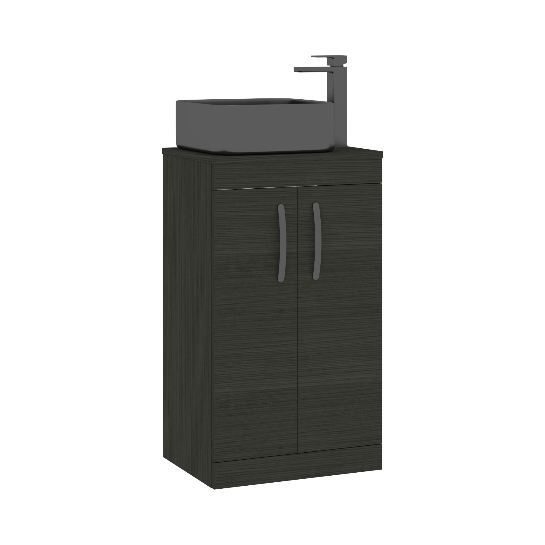 500mm Hale Black 2 Door Free Standing Bathroom Vanity Unit with Sink