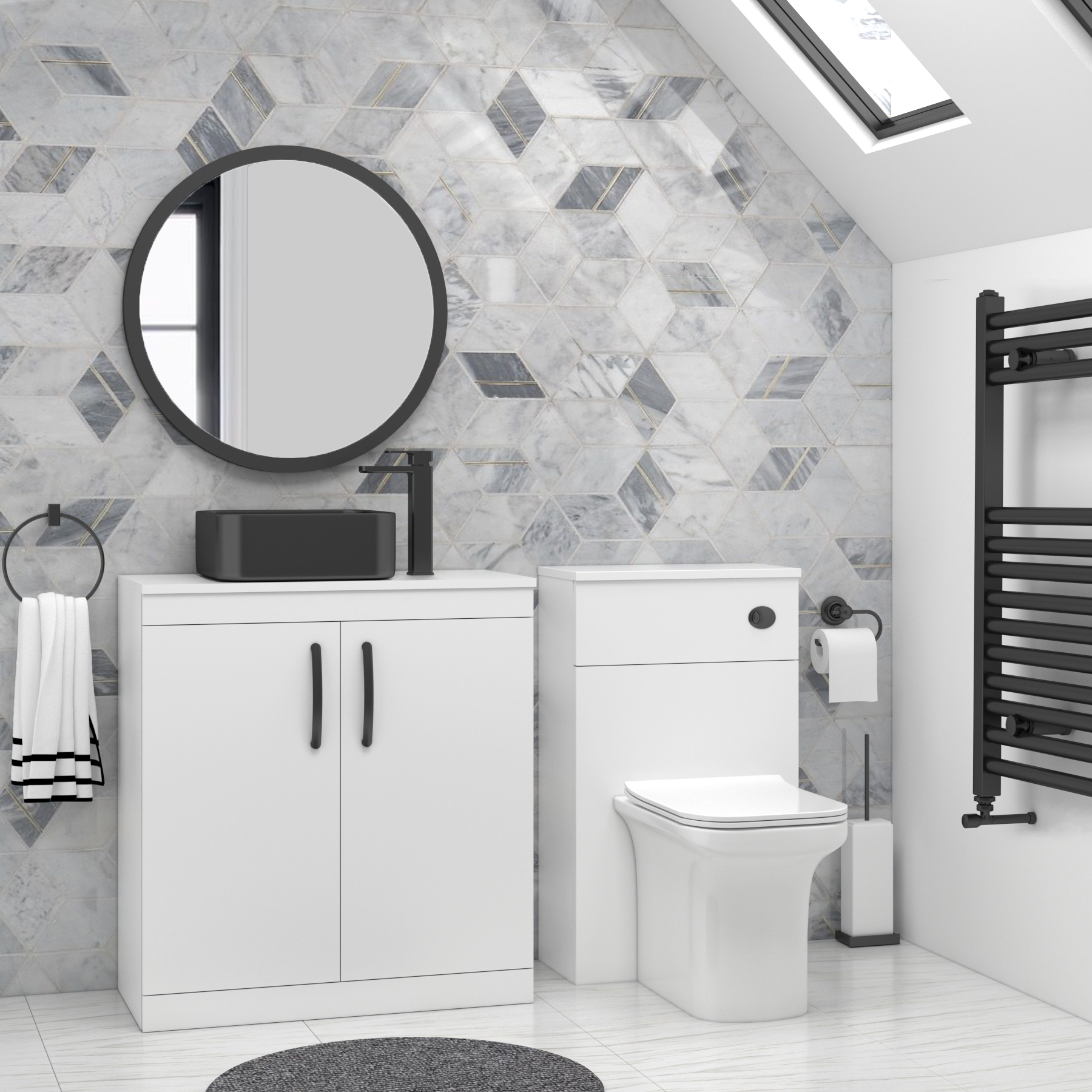 Turin 800mm Floor Standing Vanity Unit 2 Door Gloss White & Countertop Basin - Art Square 