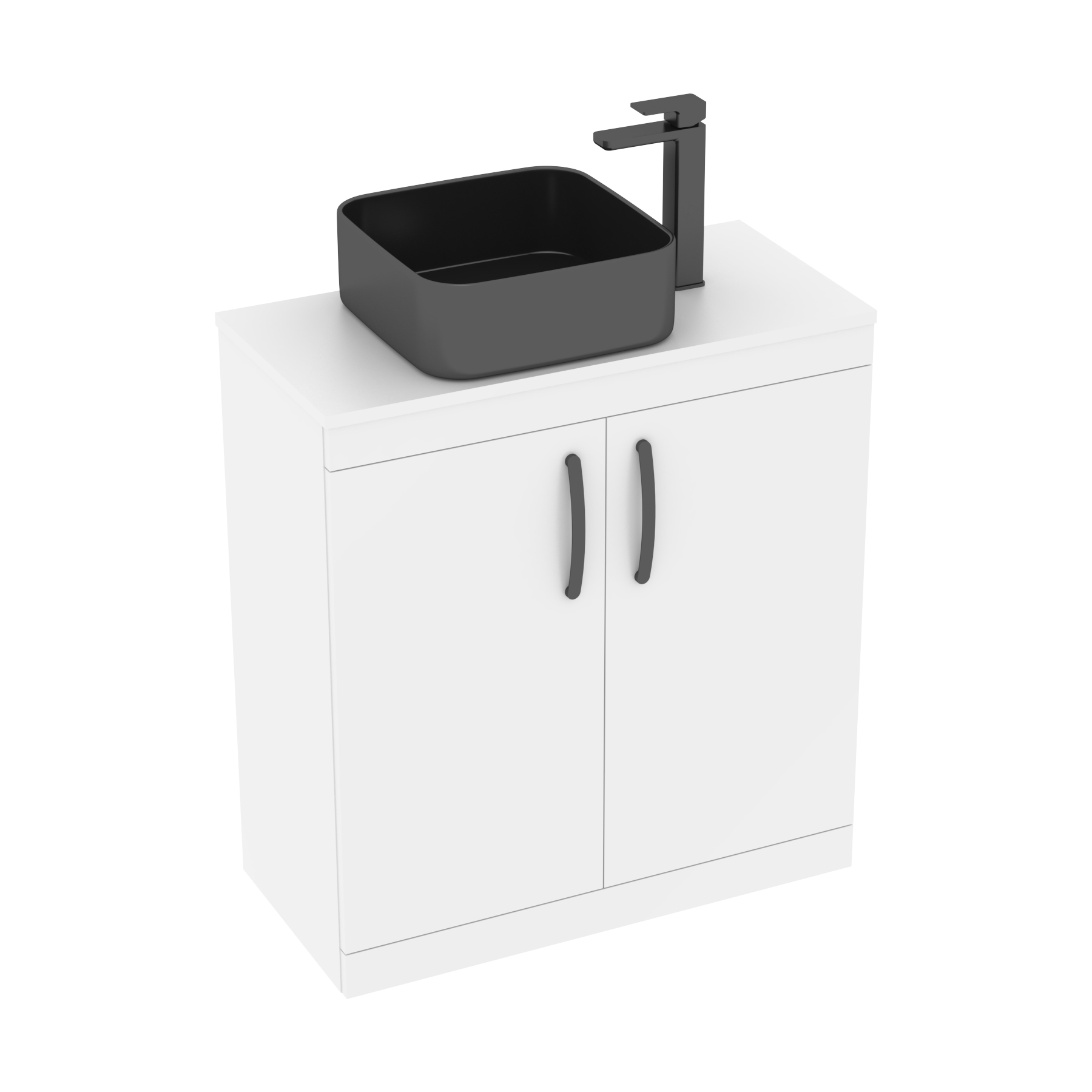 Turin 800mm Floor Standing Vanity Unit 2 Door Gloss White & Countertop Basin - Art Square 