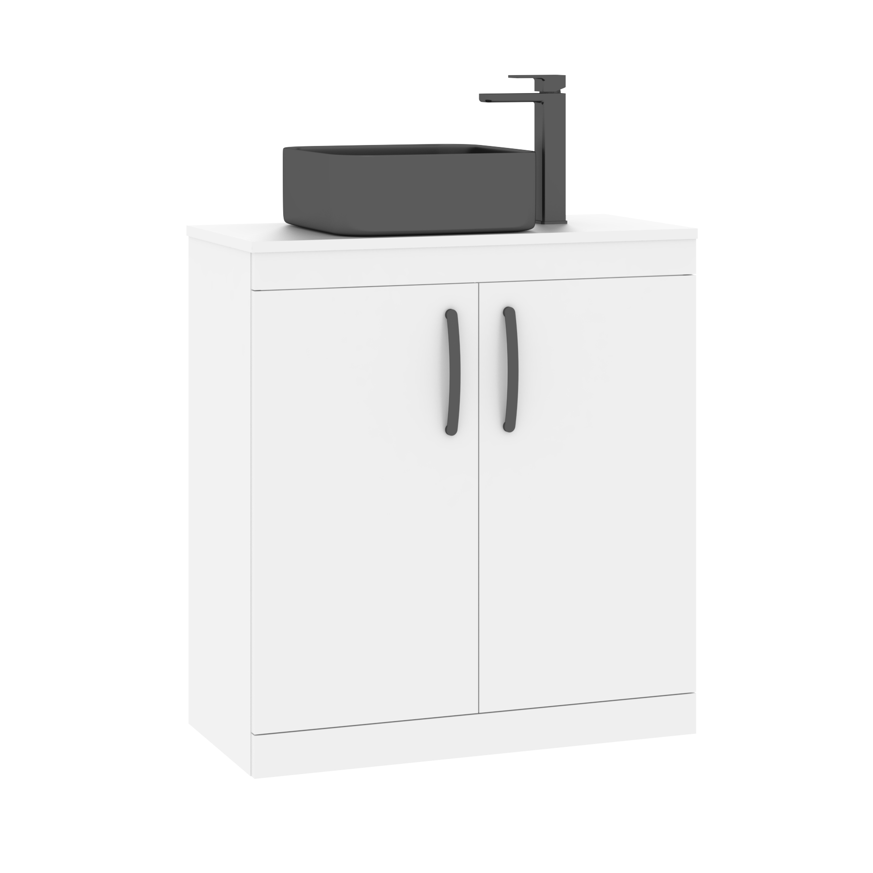 Turin 800mm Floor Standing Vanity Unit 2 Door Gloss White & Countertop Basin - Art Square 