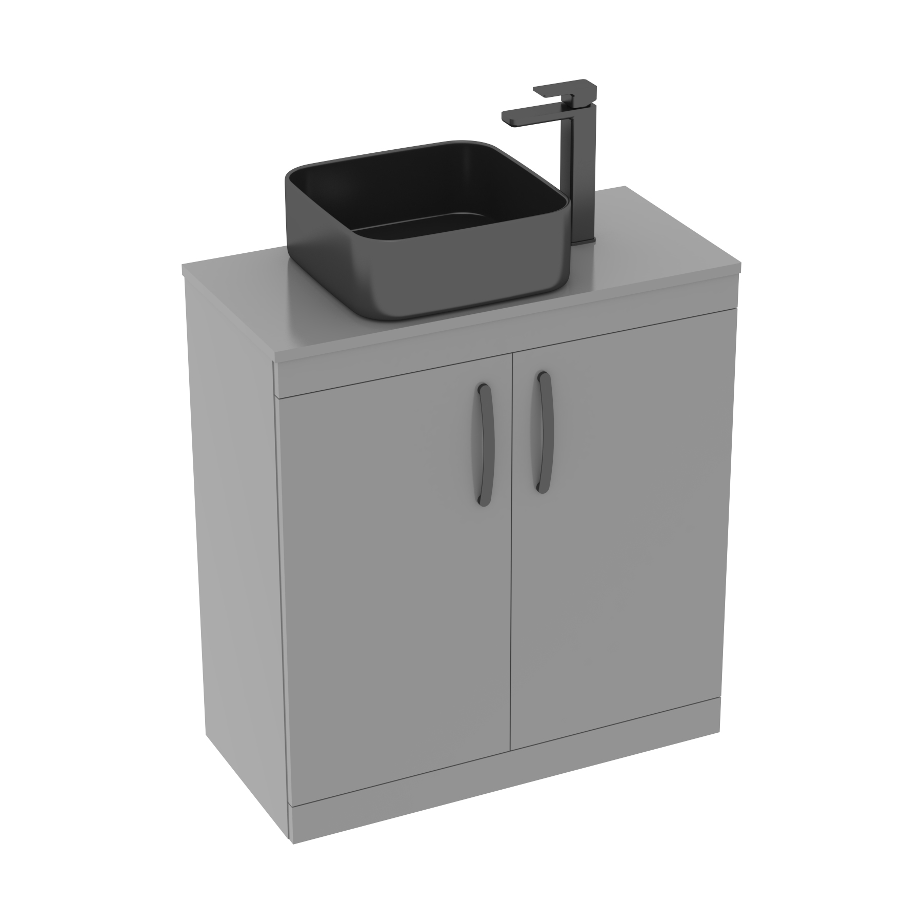 Turin 800mm Floor Standing Vanity Unit 2 Door Indigo Grey Gloss & Countertop Basin - Art Square 