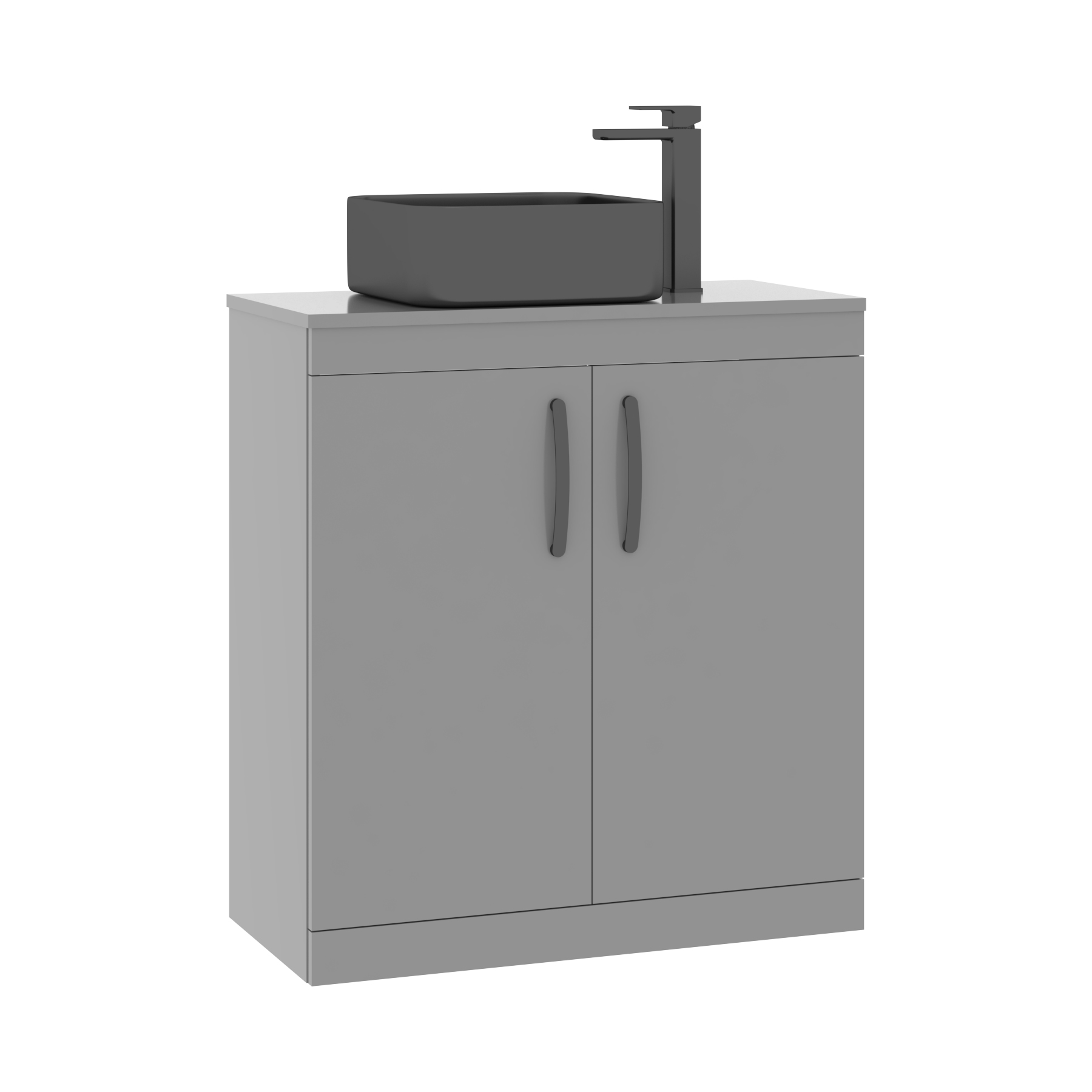 Turin 800mm Floor Standing Vanity Unit 2 Door Indigo Grey Gloss & Countertop Basin - Art Square 