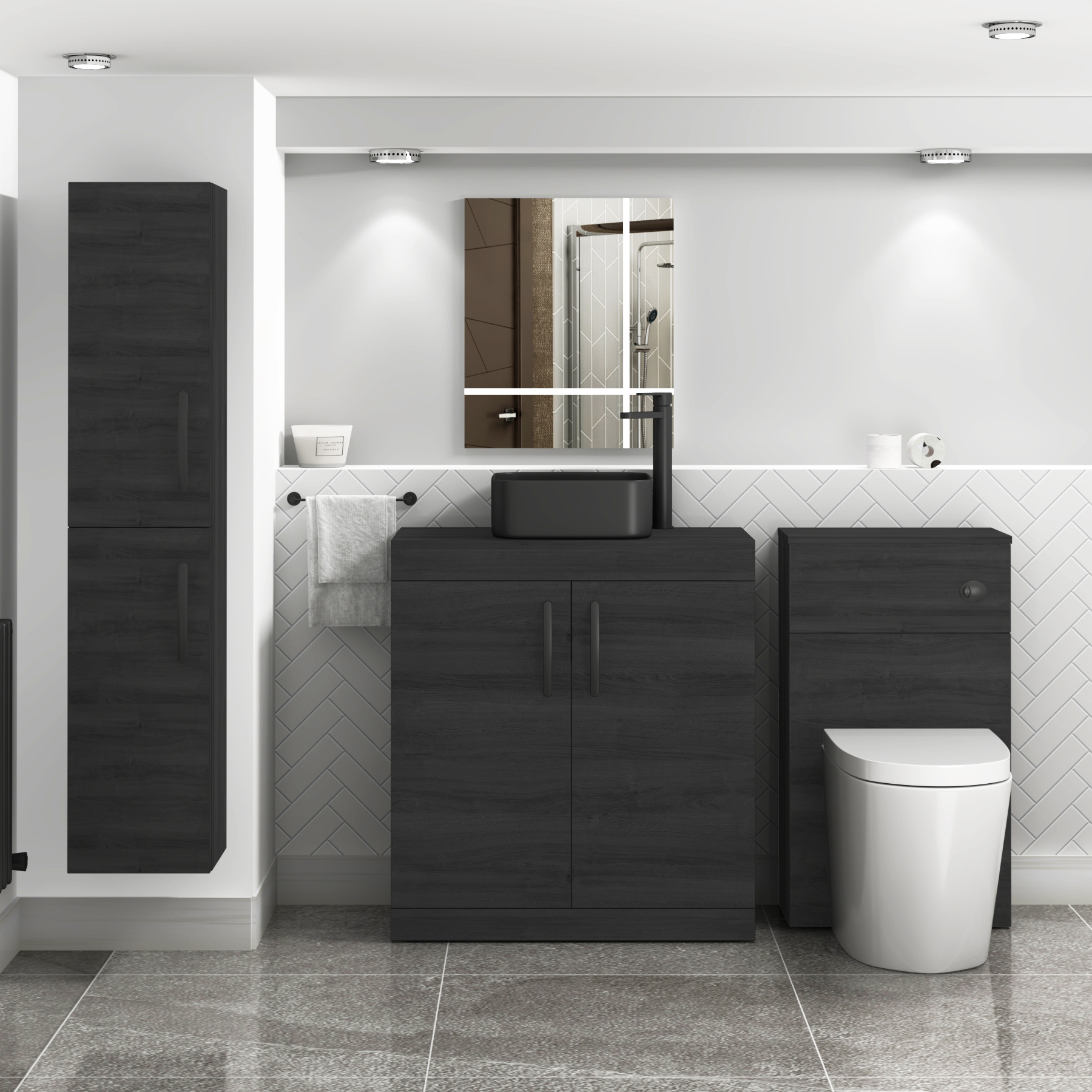 Turin 800mm Floor Standing Vanity Unit 2 Door Hale Black & optional Countertop Basin 
