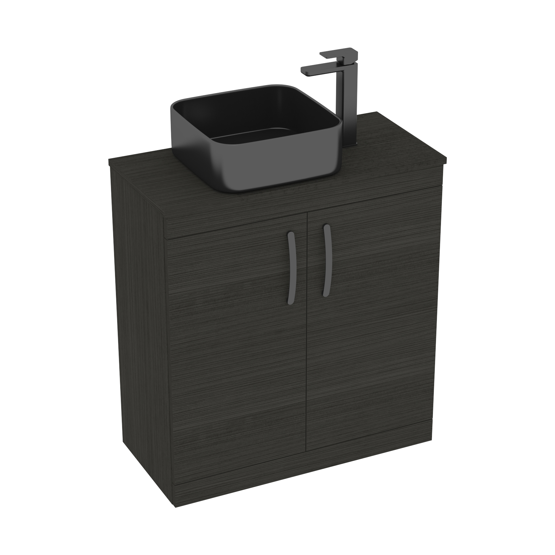 Turin 800mm Floor Standing Vanity Unit 2 Door Hale Black & Countertop Basin - Art Square 