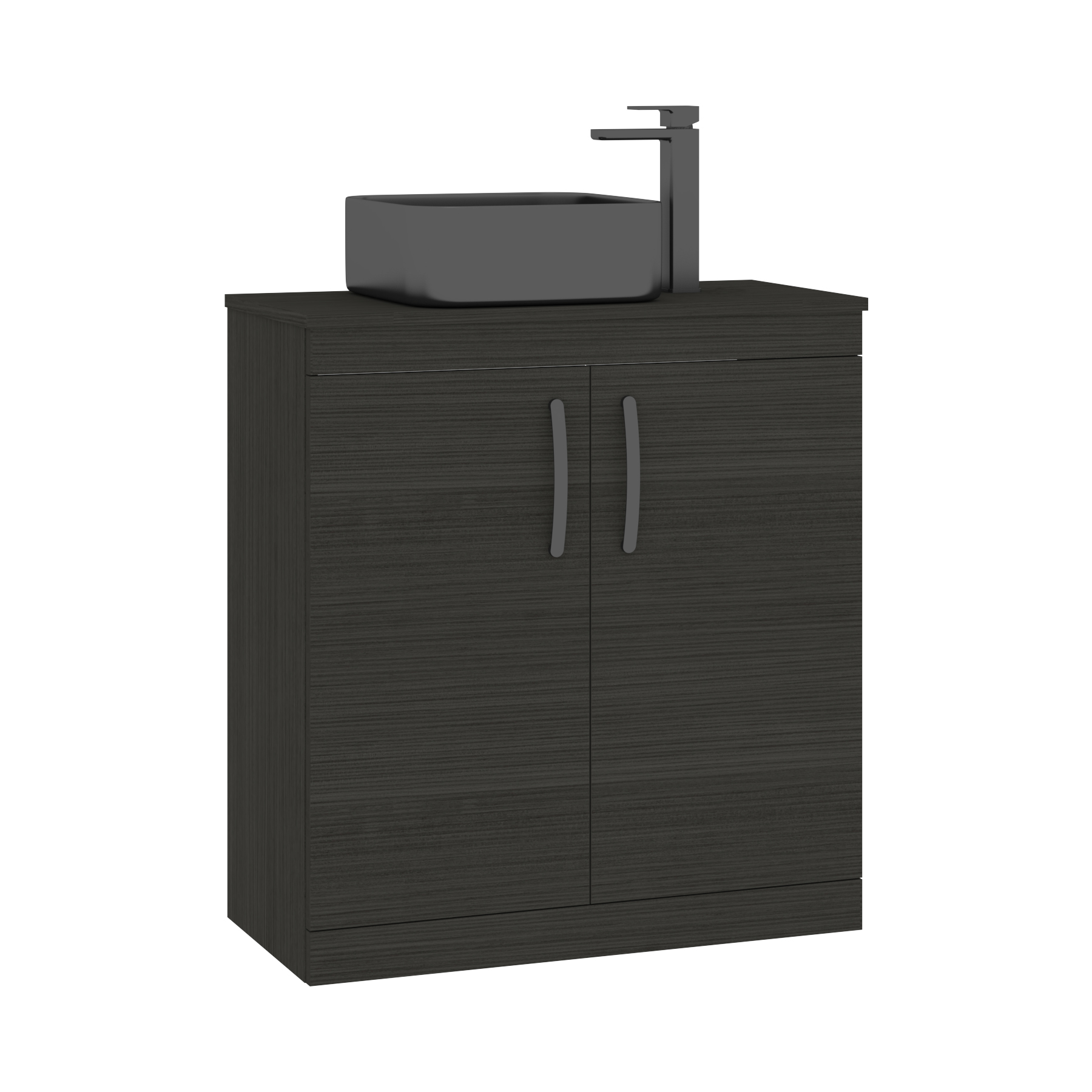 Turin 800mm Floor Standing Vanity Unit 2 Door Hale Black & Countertop Basin - Art Square 