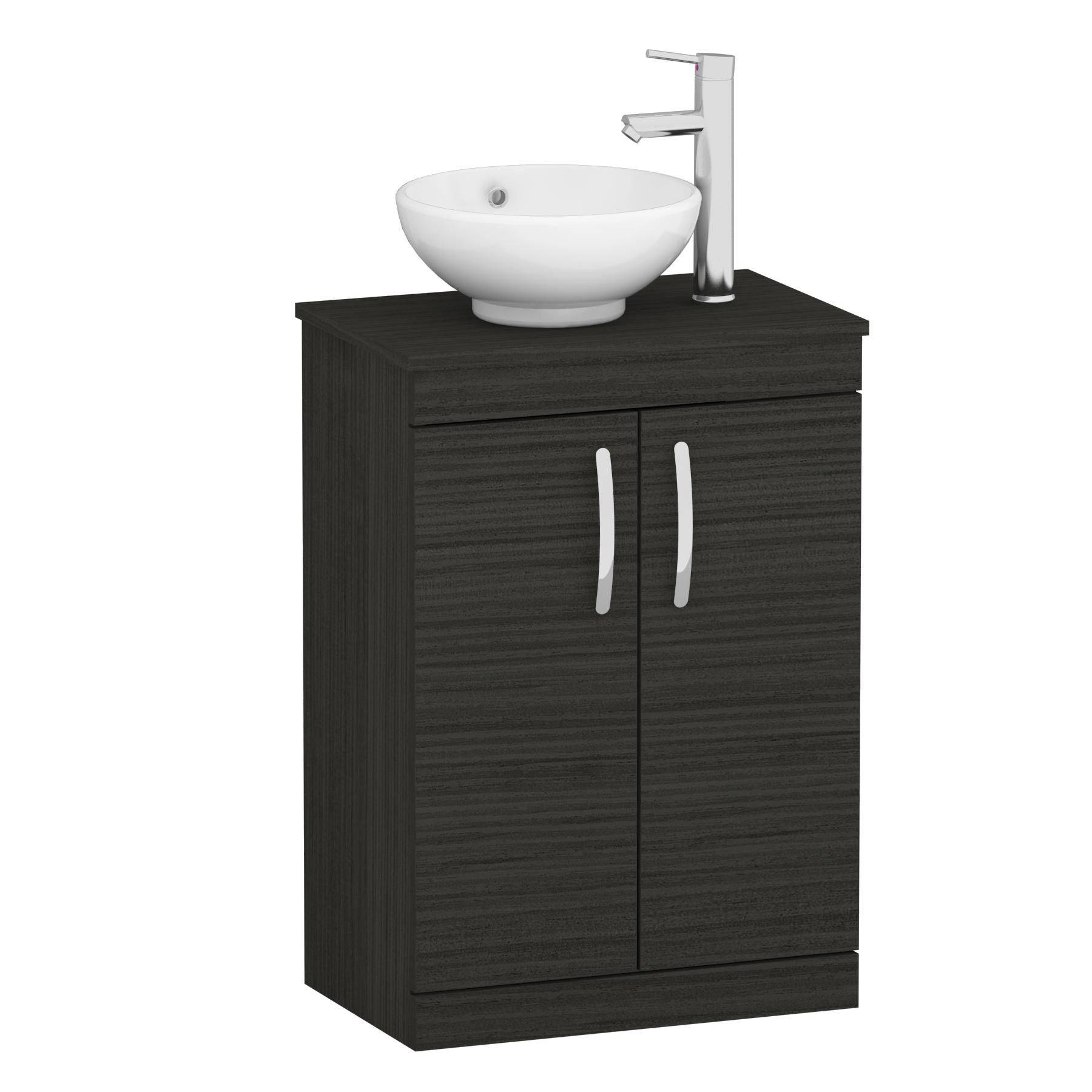 500/600mm Hale Black Floor Standing Vanity Unit 2 Door & Countertop Basin - Breeze