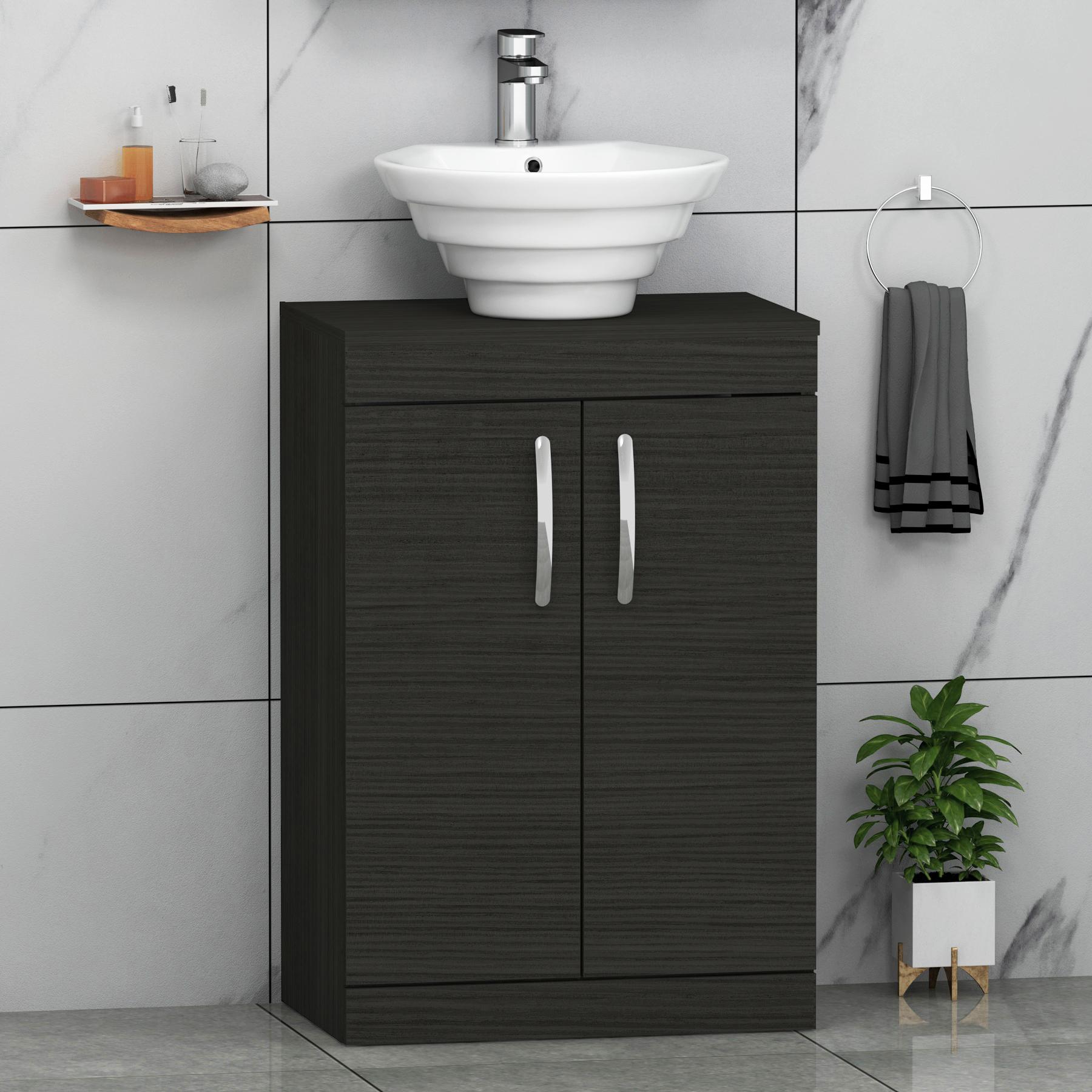 Turin 800mm Floor Standing Vanity Unit 2 Door Matt Black & Various Countertop Basins
