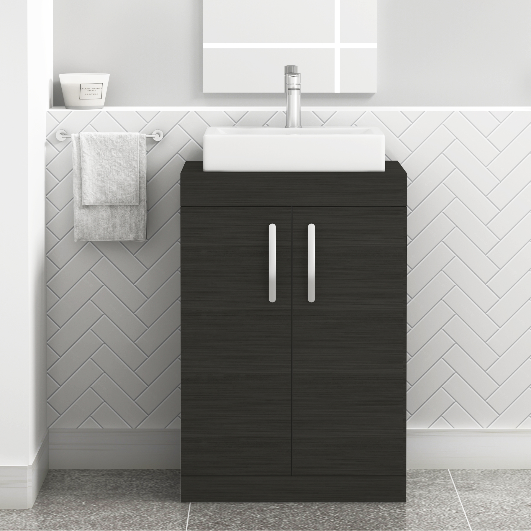 Turin 800mm Floor Standing Vanity Unit 2 Door Matt Black & Various Countertop Basins