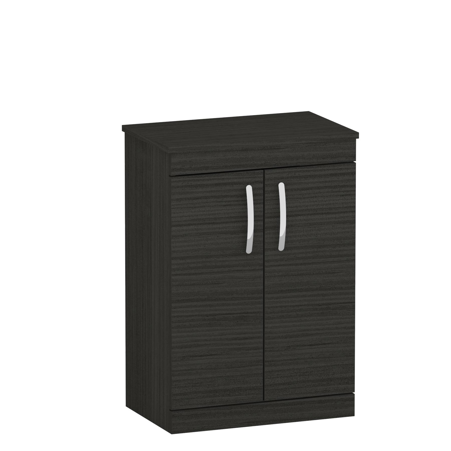 Turin 500/600mm Hale Black Floor Standing Worktop Vanity Unit - 2 Doors