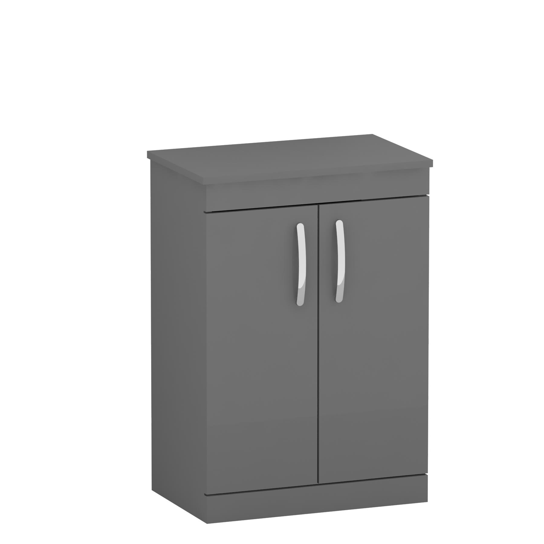 Turin 500/600mm Indigo Grey Gloss Floor Standing Worktop Vanity Unit - 2 Doors