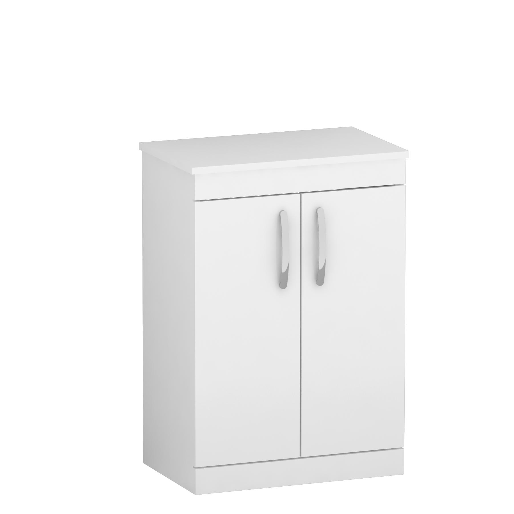 Turin 500/600mm White Floor Standing Worktop Vanity Unit - 2 Doors