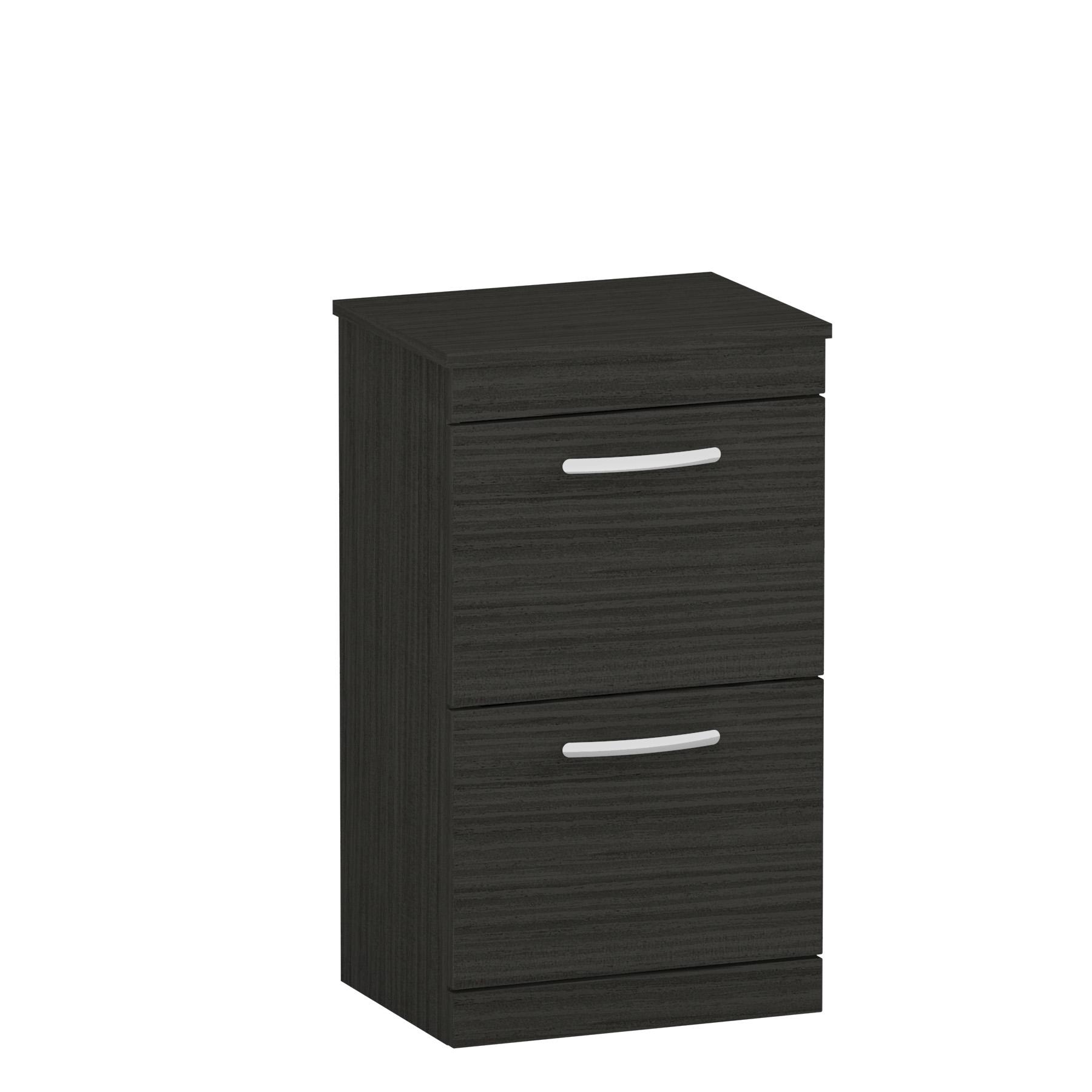  Turin 500mm Hale Black Floor Standing Worktop Vanity Unit - 2 Drawer