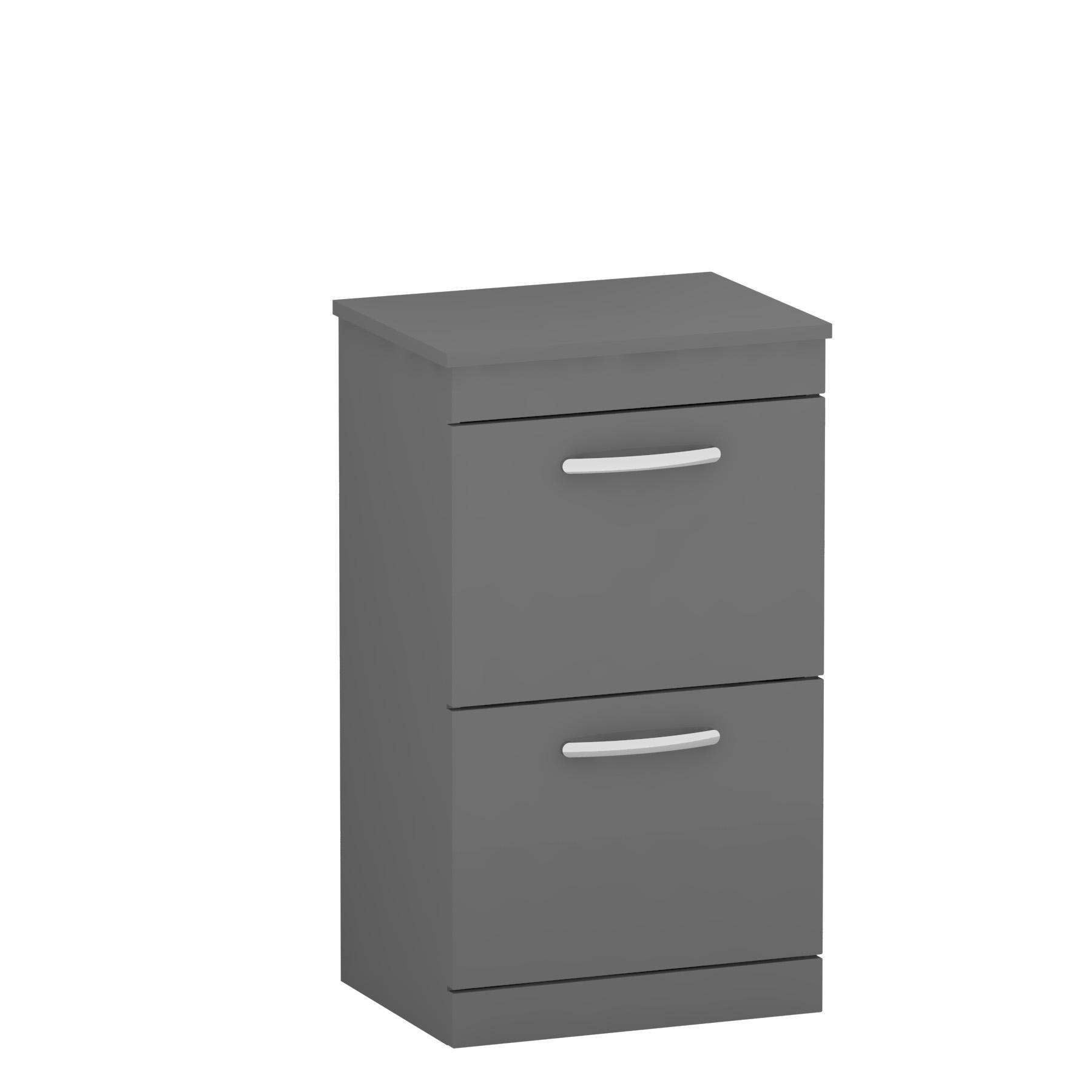  Turin 500mm Indigo Grey Gloss Floor Standing Worktop Vanity Unit - 2 Drawer