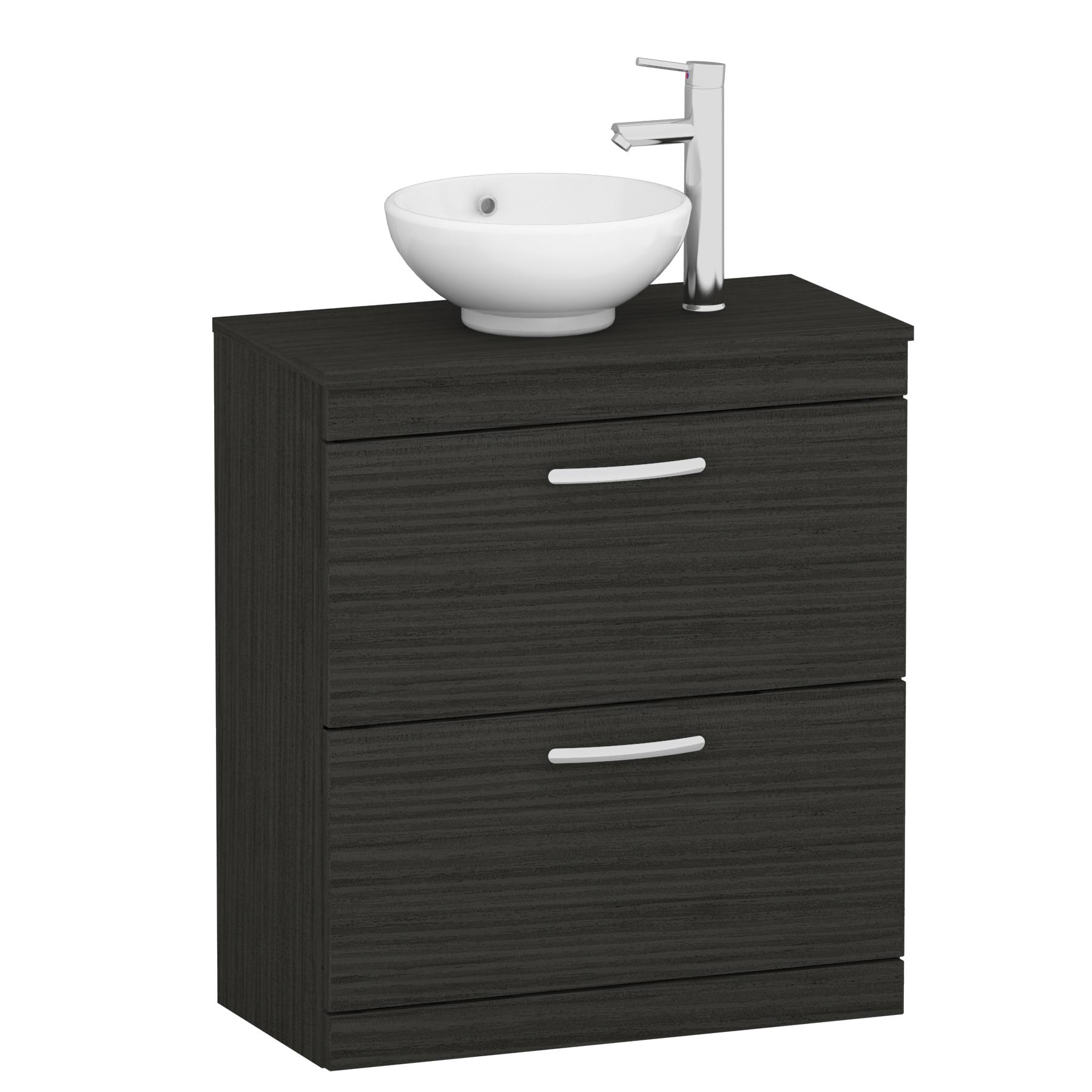 800mm Floor Standing Vanity Unit 2 Drawer Hale Black & Countertop Basin - Breeze