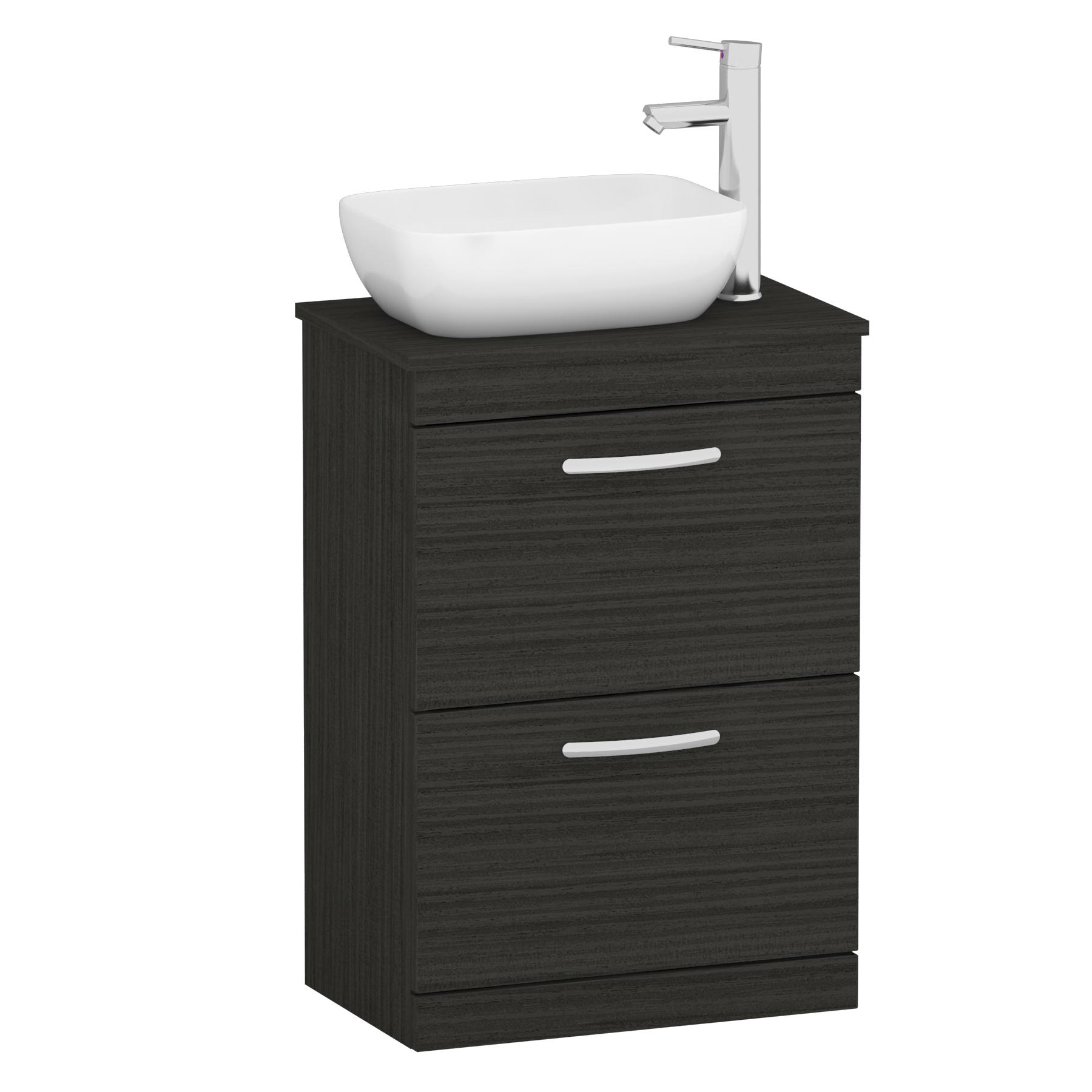 500/600/800mm Hale Black 2 Drawer Free Standing Bathroom Vanity Unit with Sink & Elva Countertop Basin