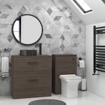 Turin 800mm Floor Standing Vanity Unit 2 Drawer Grey Elm & optional Countertop Basin 