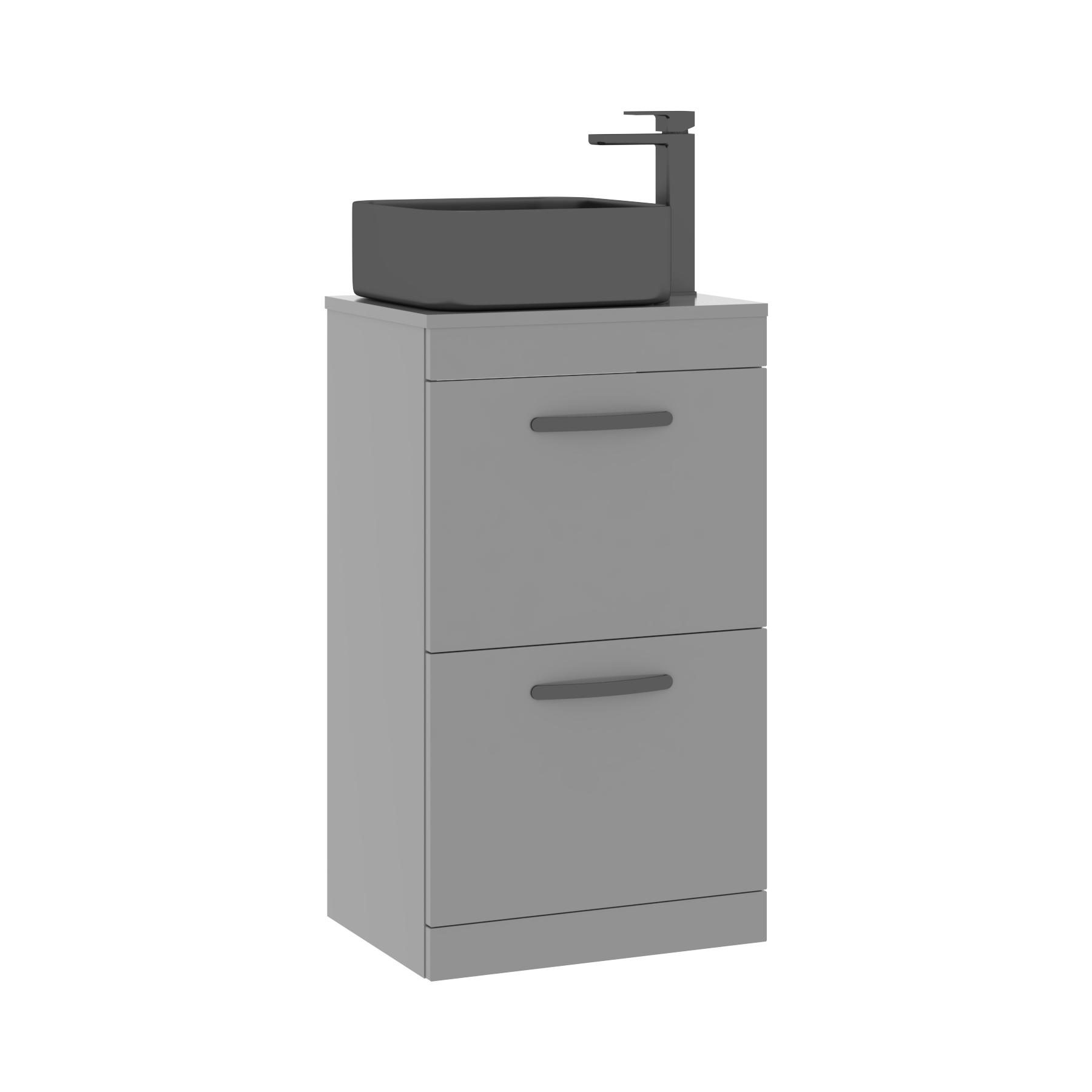 500mm Floor Standing Vanity Unit 2 Drawer Indigo Grey Gloss & Countertop Basin - Art Square