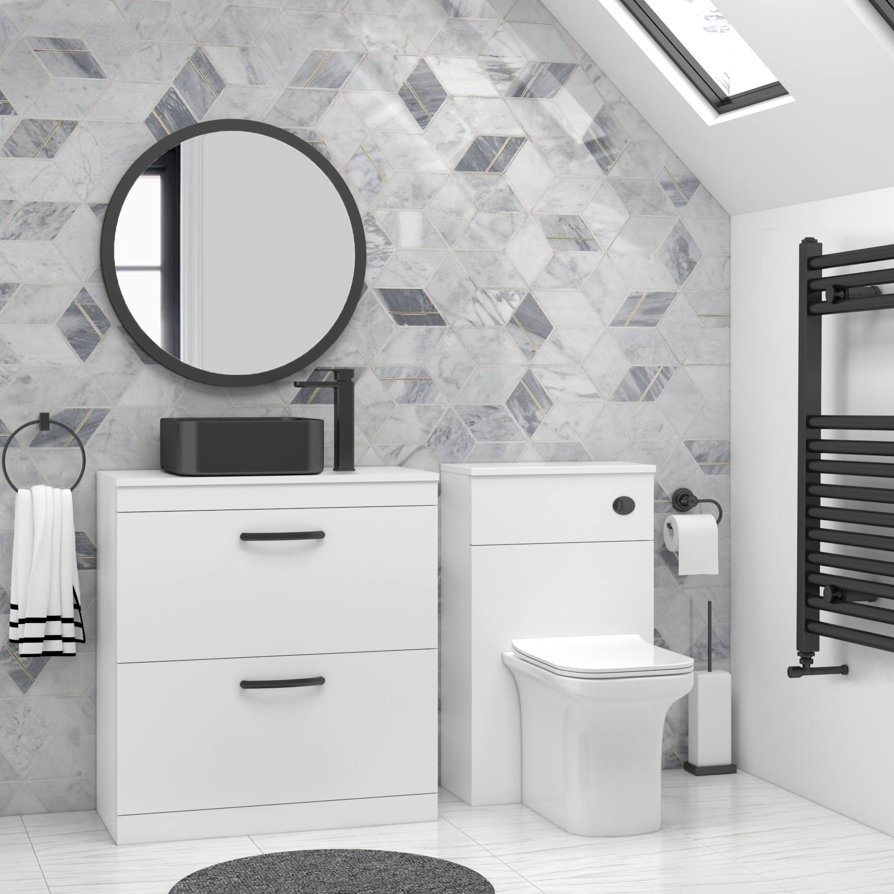 Turin 800mm Floor Standing Vanity Unit 2 Drawer Gloss White & optional Countertop Basin