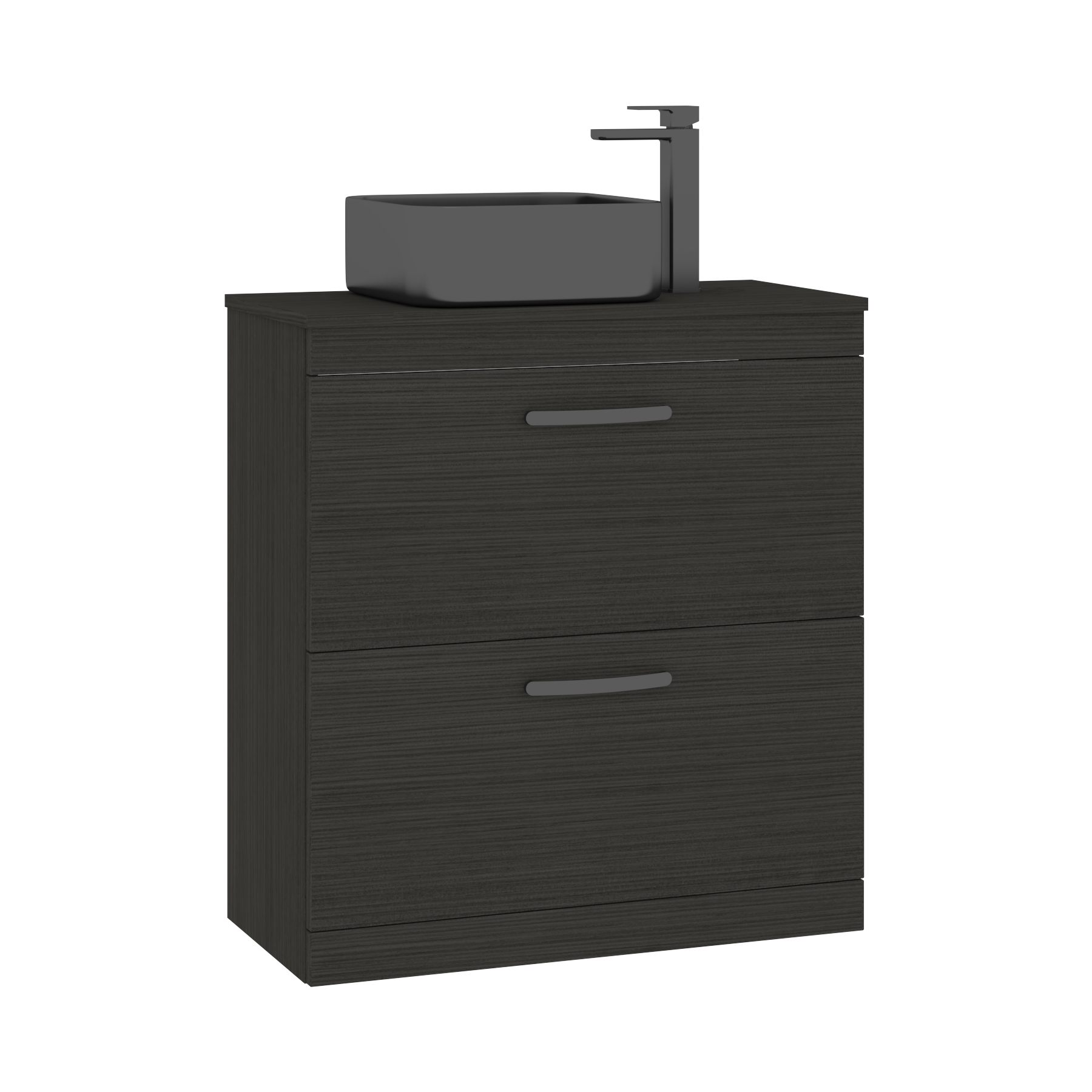800mm Floor Standing Vanity Unit 2 Drawer Hale Black & Countertop Basin - Art Square