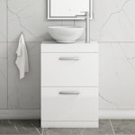 Turin 800mm Floor Standing Vanity Unit 2 Drawer Gloss White & Various Countertop Basins