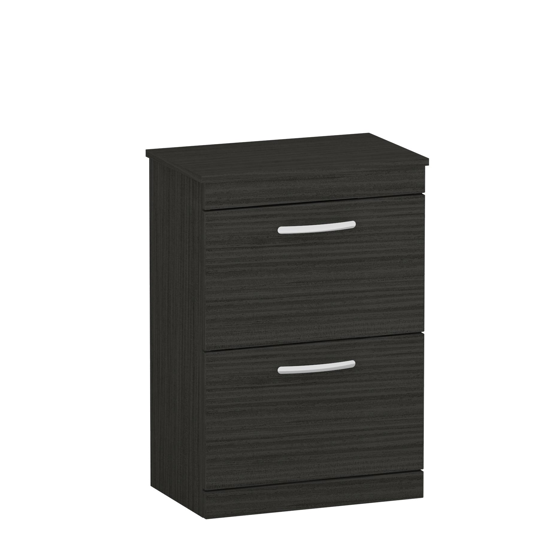  Turin 500/600/800mm Hale Black Floor Standing Worktop Vanity Unit - 2 Drawer