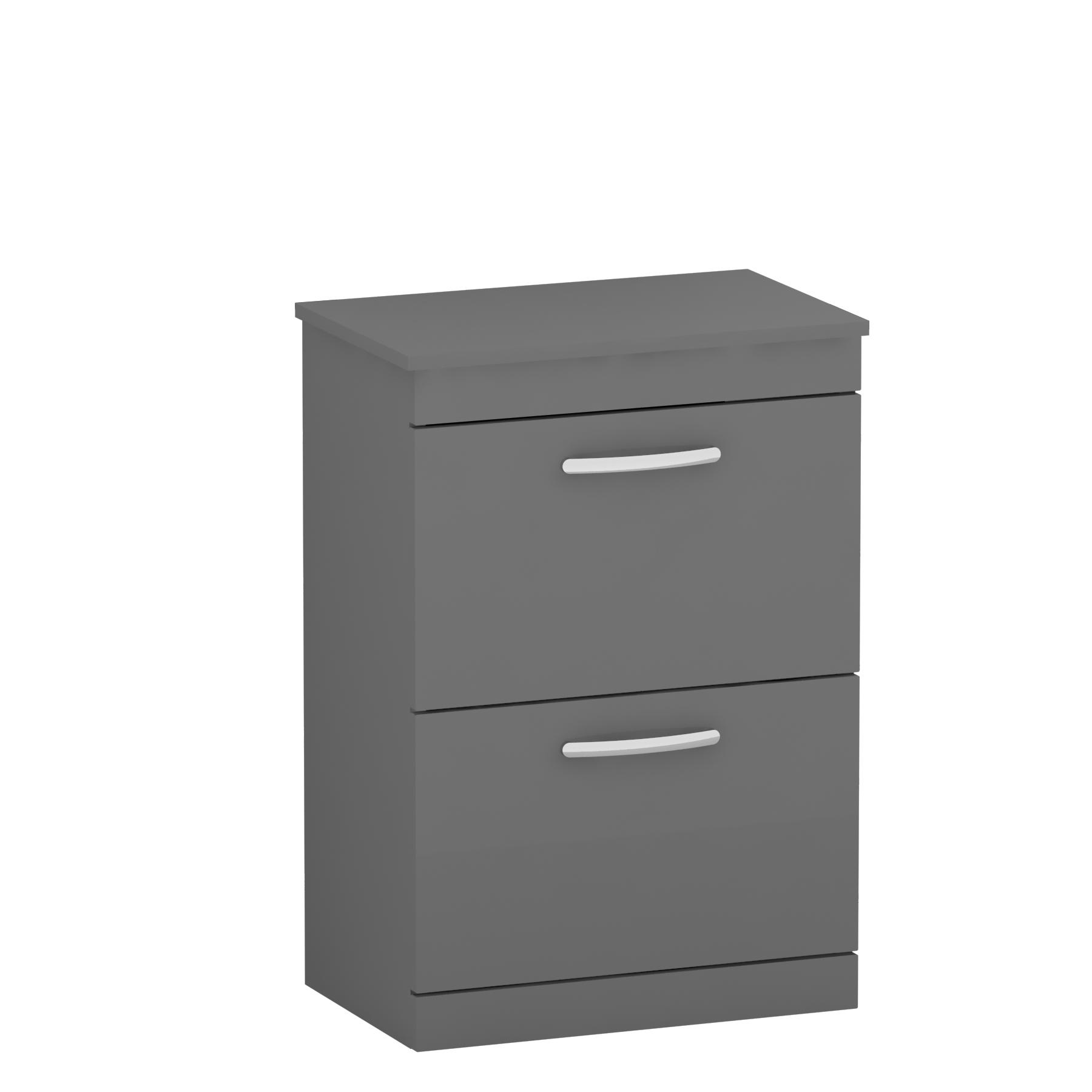  Turin 500/600/800mm Indigo Grey Gloss Floor Standing Worktop Vanity Unit - 2 Drawer