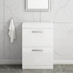 Turin 800mm Floor Standing Vanity Unit 2 Drawer Gloss White & Various Countertop Basins