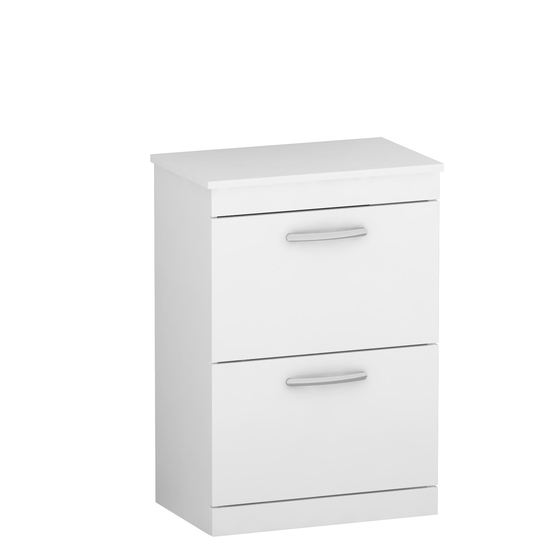  Turin 500/600/800mm Gloss White Floor Standing Worktop Vanity Unit - 2 Drawer