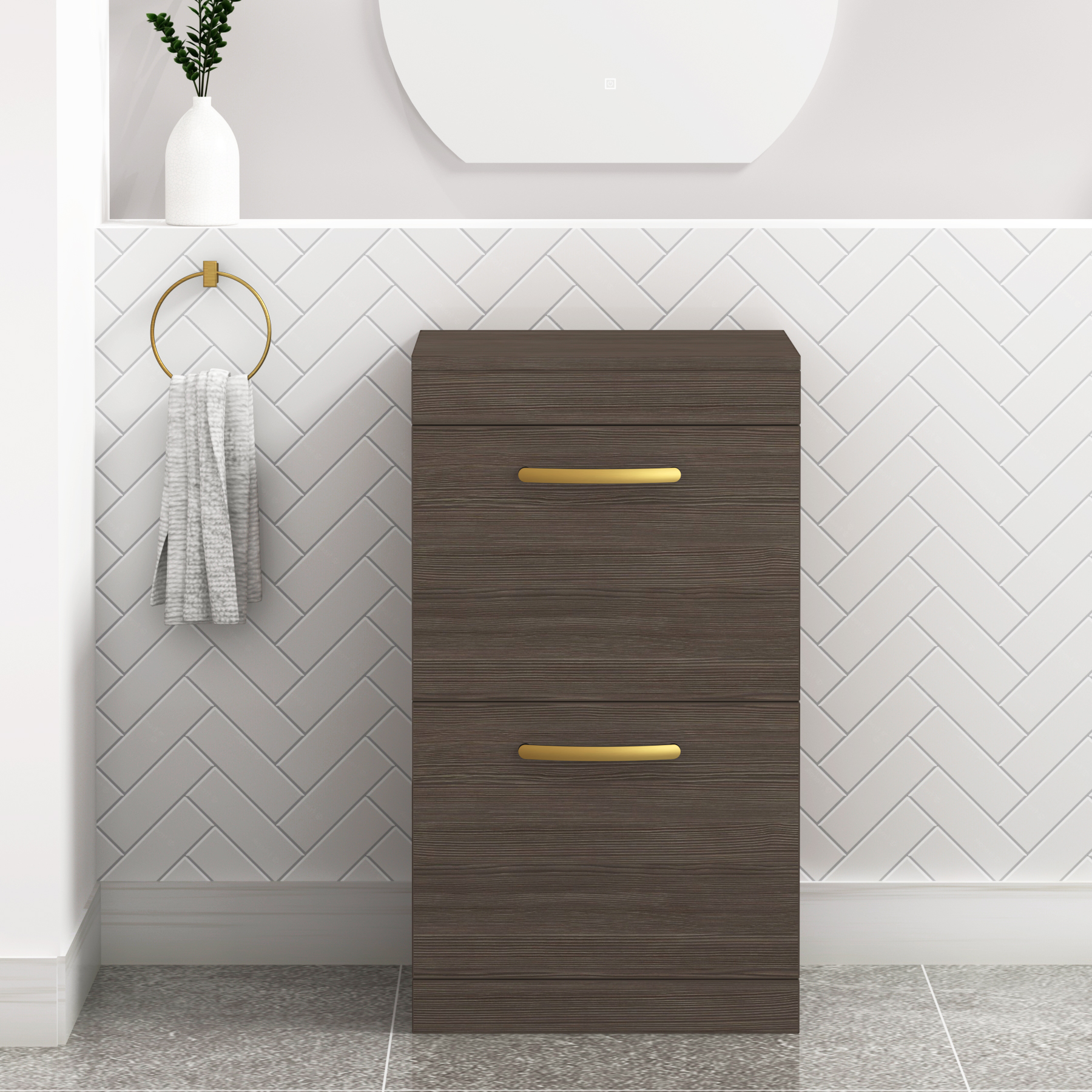 Turin 2 Drawer Floor Standing Countertop Vanity Unit - Multiple Sizes, Colours, Handles & Basin Options