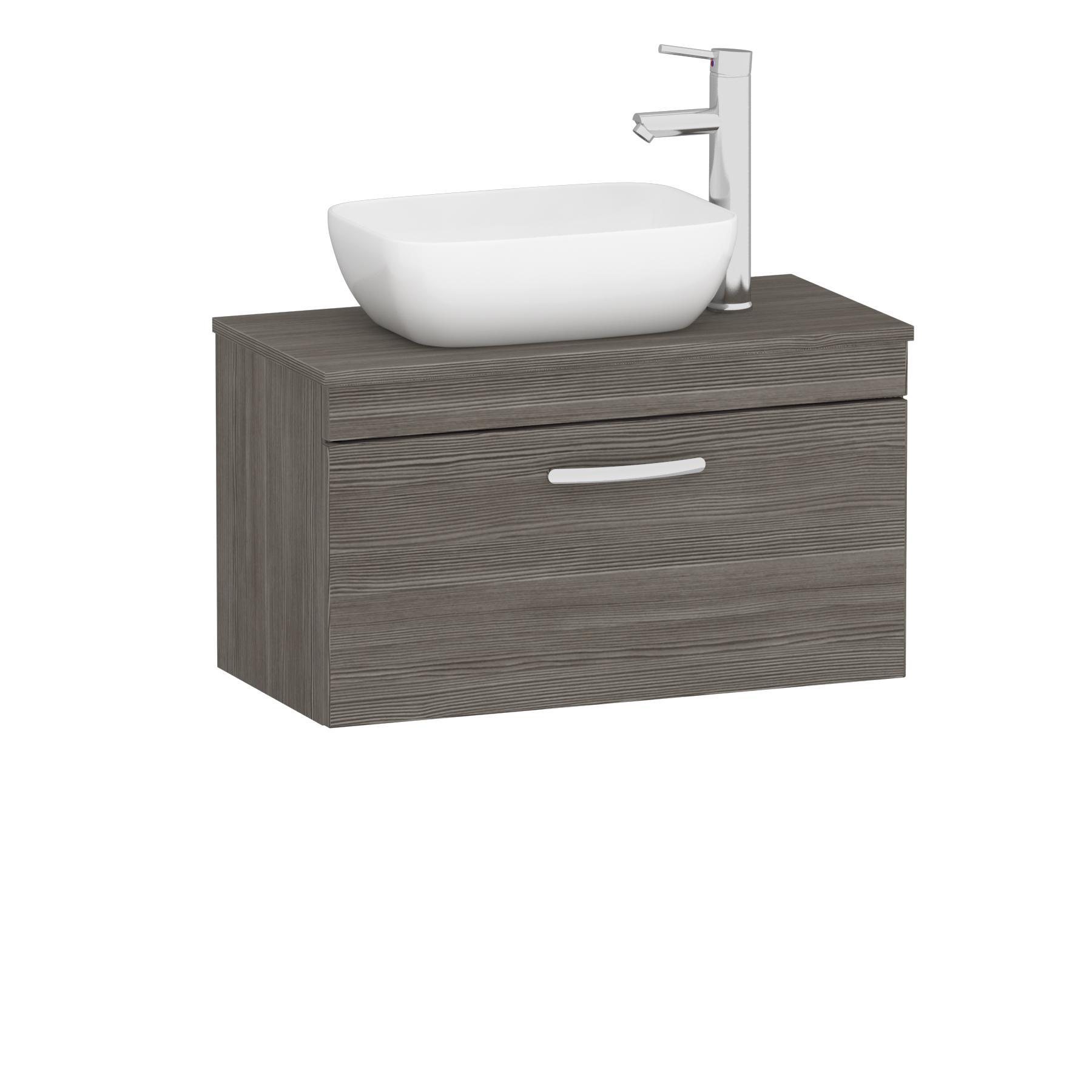 Turin 800mm Grey Elm 1-Drawer Wall Hung Unit & 455mm Soft Square Countertop Basin